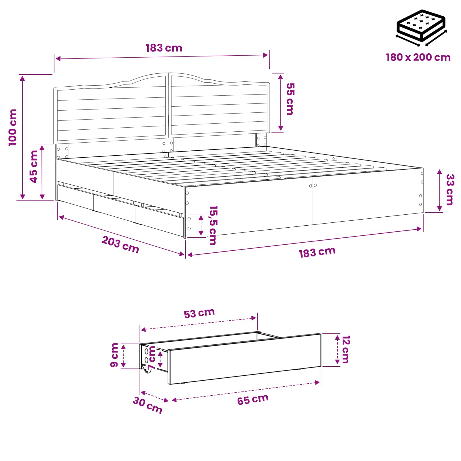 Bed Frame with Storage and Headboard Artisan Oak 180 x 200 cm - Image 9