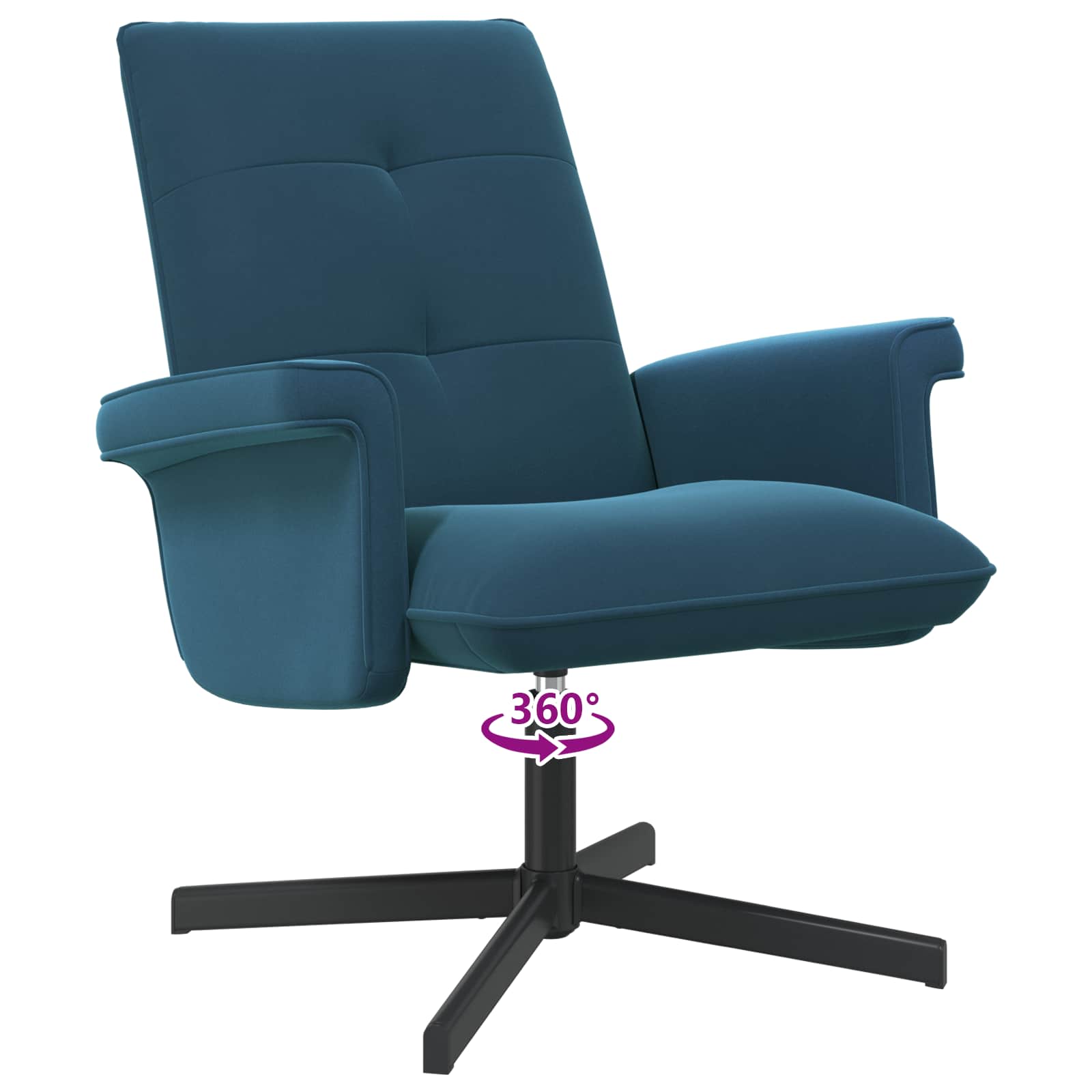 vidaXL Drehstuhl mit Hocker Blau Samt – Bild 8