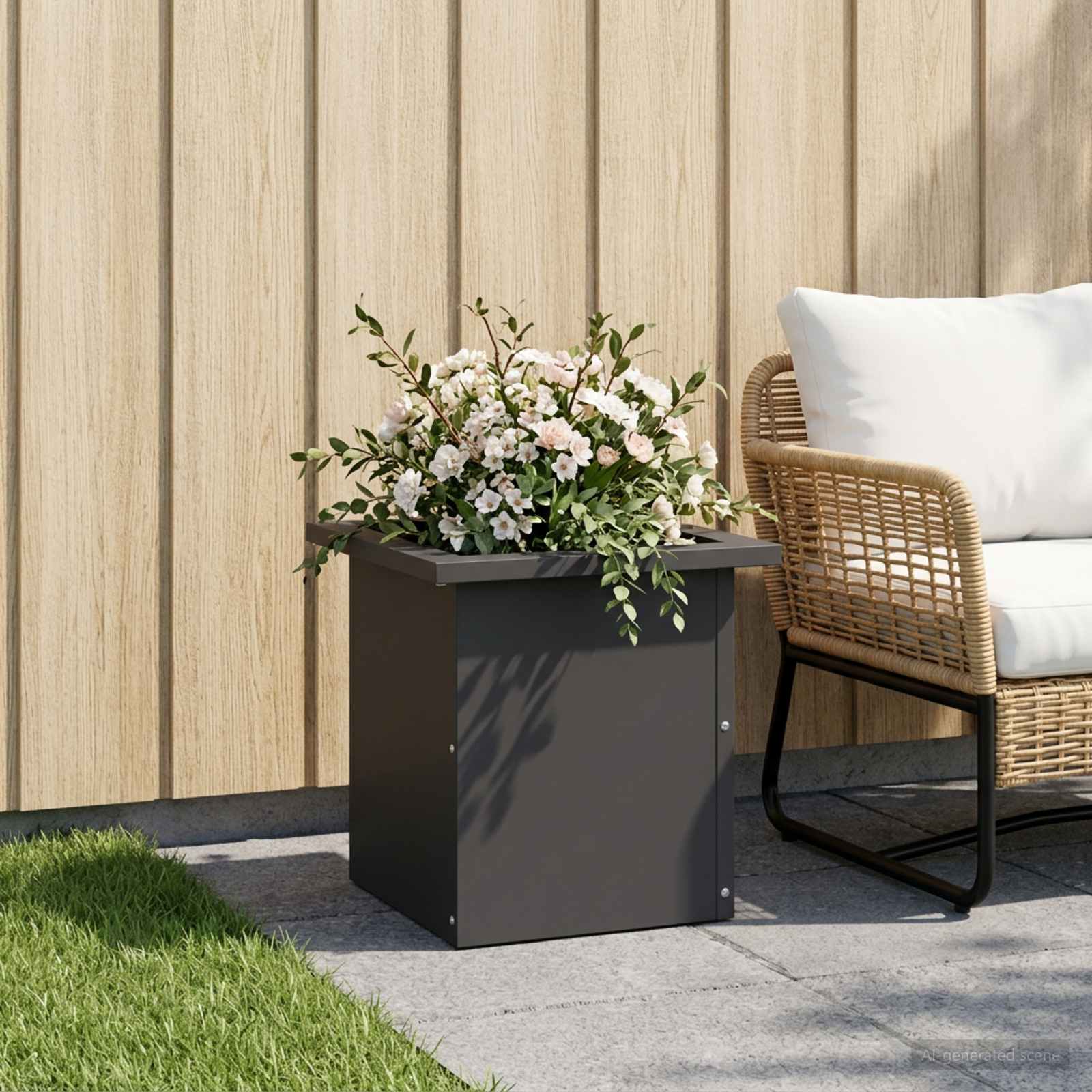 Plantenbak met led Zwart 30 x 30 x 30 cm Staal image 3