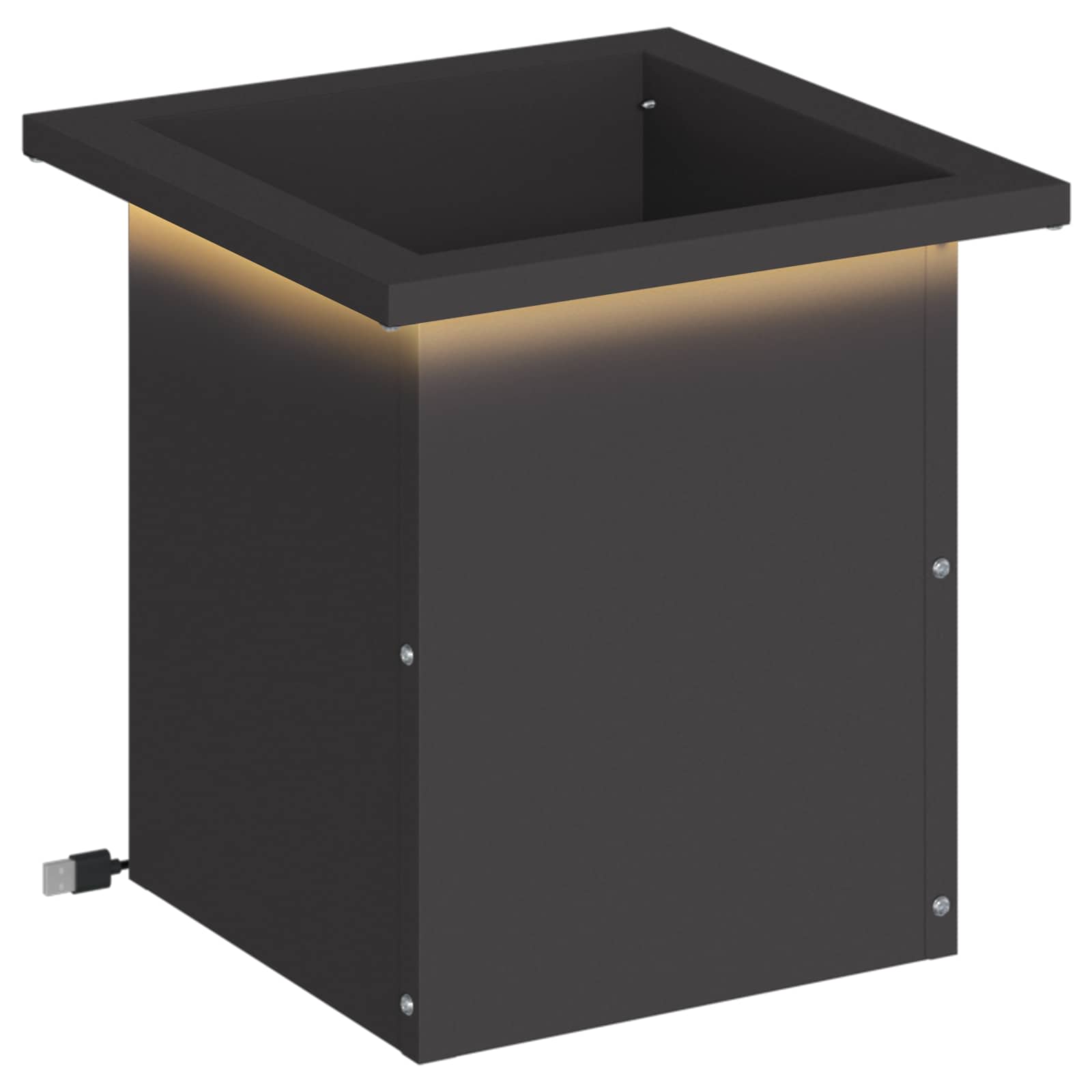 Plantenbak met led Zwart 30 x 30 x 30 cm Staal image 2