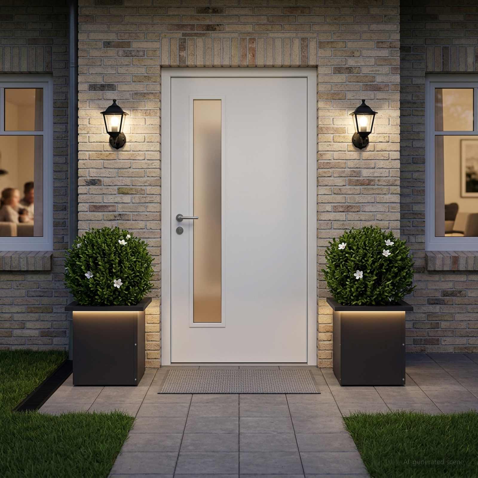 Plantenbak met led 2 st Zwart 30 x 30 x 30 cm Staal image 1