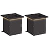vidaXL LED-valgustusega lillekast 2 tk Must 30 x 30 x 30 cm Teras