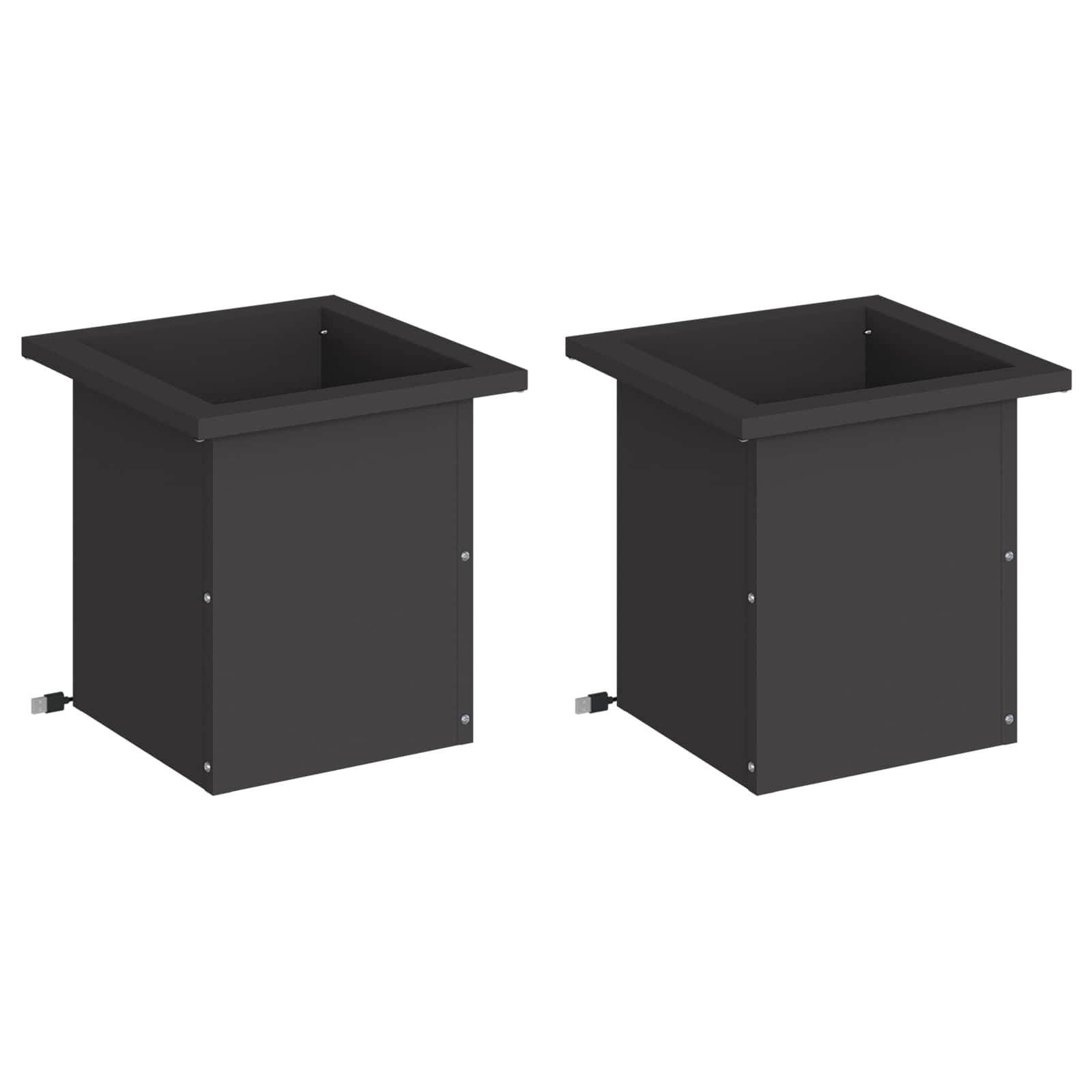 Plantenbak met led 2 st Zwart 30 x 30 x 30 cm Staal image 4