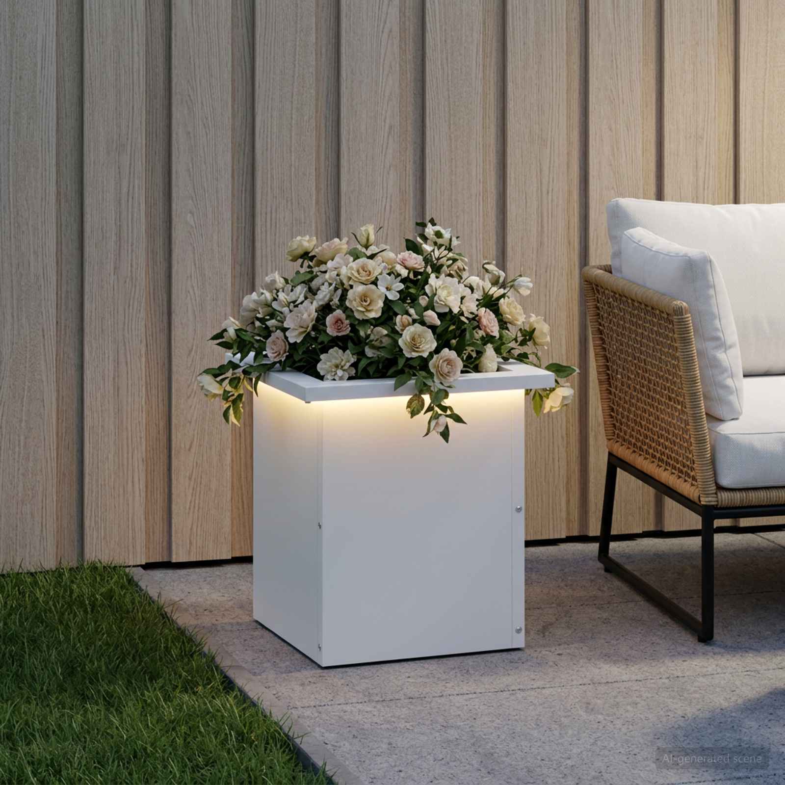 Plantenbak met led Wit 30 x 30 x 30 cm Staal image 3