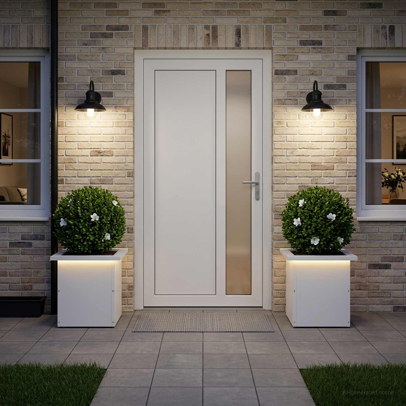 Plantenbak met led 2 st Wit 30 x 30 x 30 cm Staal image 1