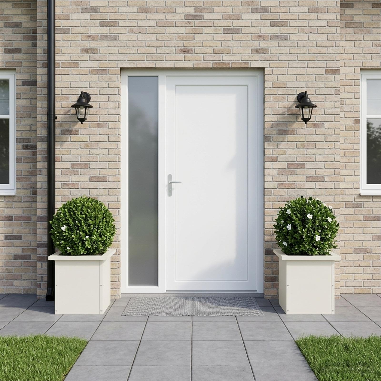Plantenbak met led 2 st Wit 30 x 30 x 30 cm Staal image 3