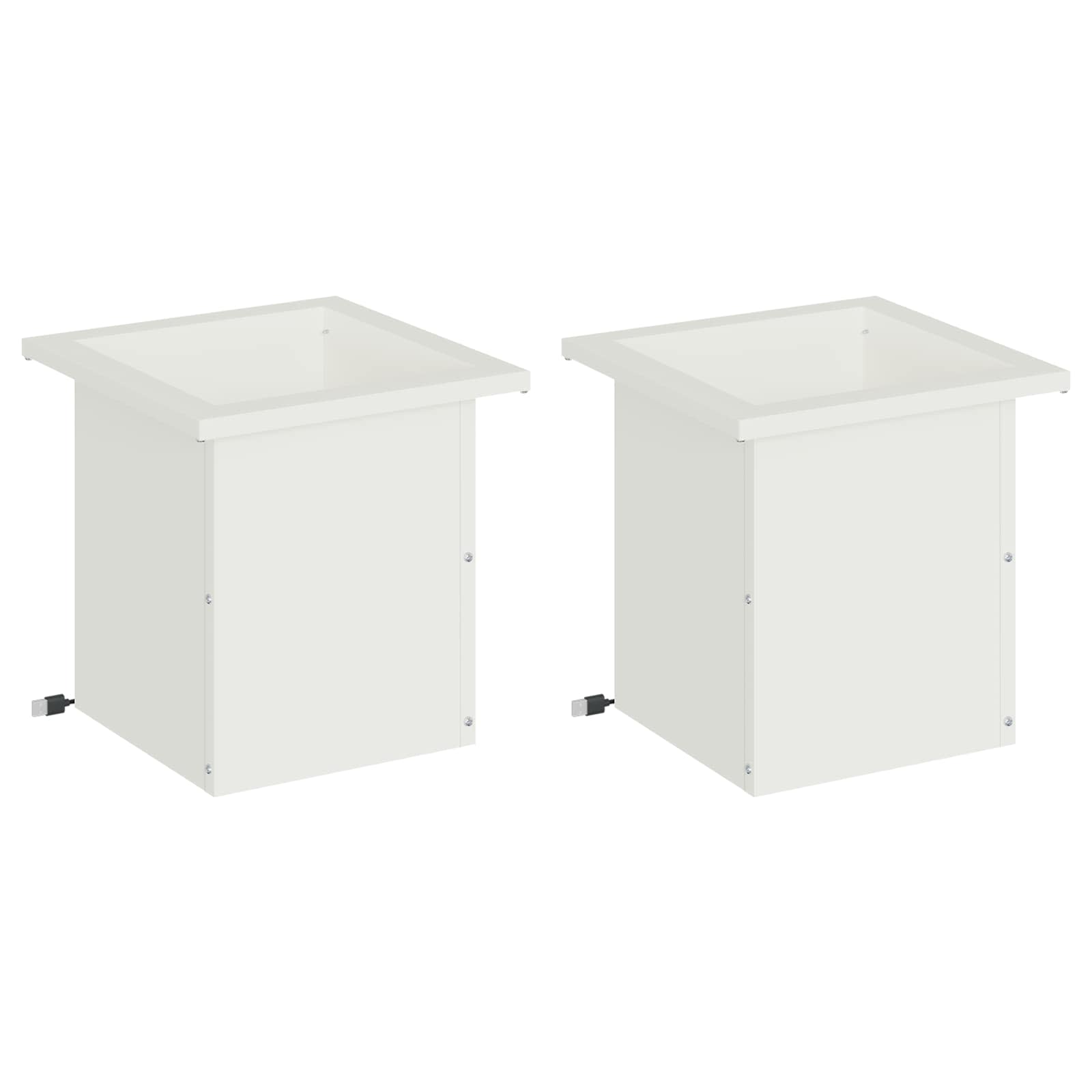Plantenbak met led 2 st Wit 30 x 30 x 30 cm Staal image 4