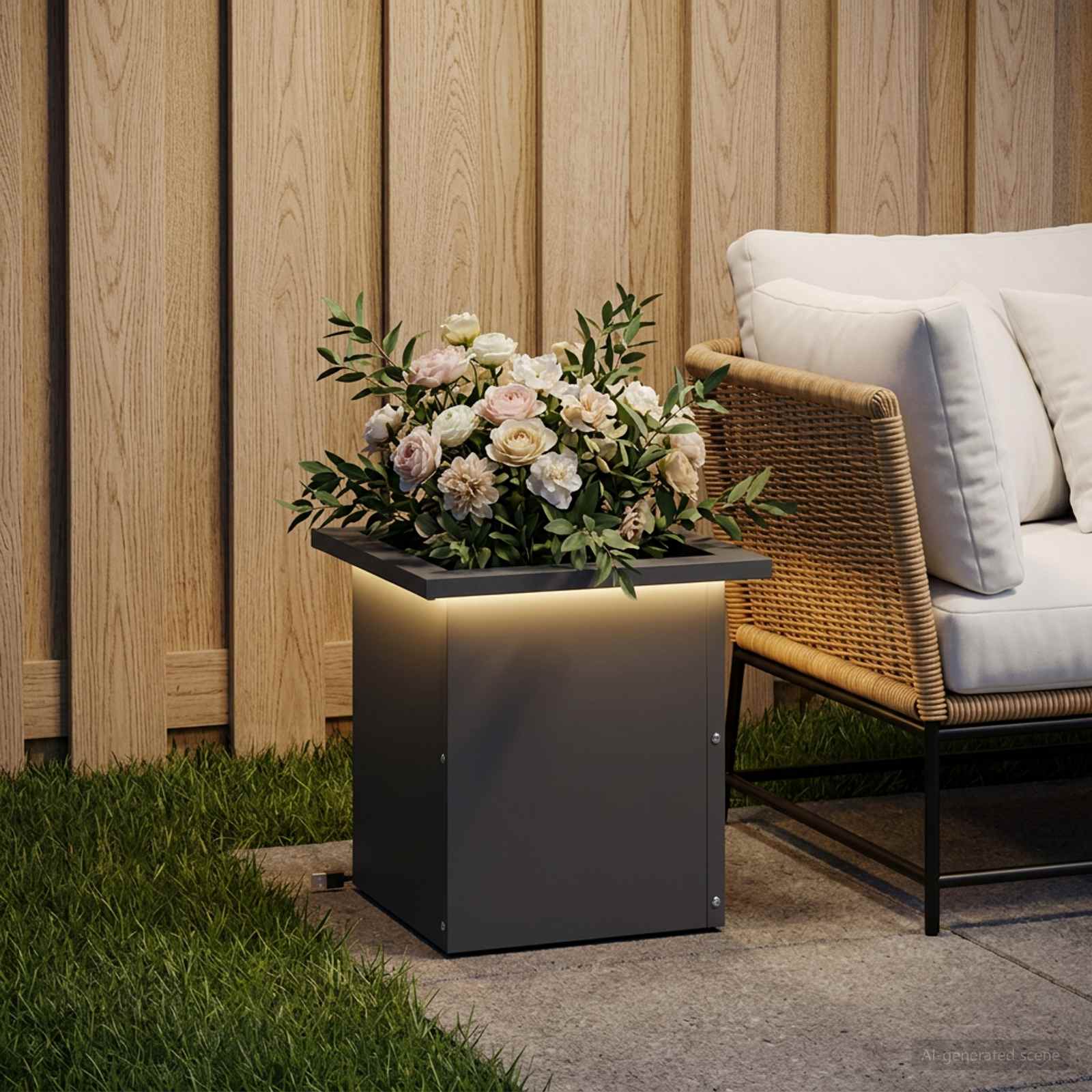 Plantenbak met led Antraciet 30 x 30 x 30 cm Staal image 3