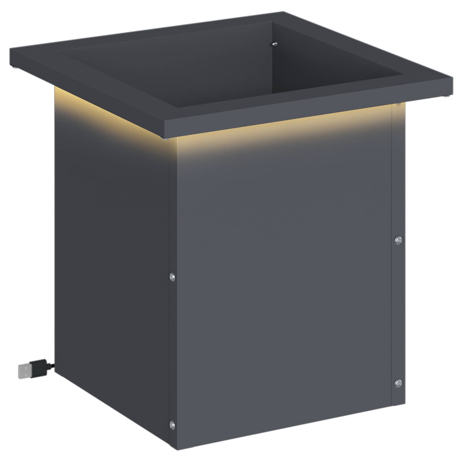 Plantenbak met led Antraciet 30 x 30 x 30 cm Staal image 2