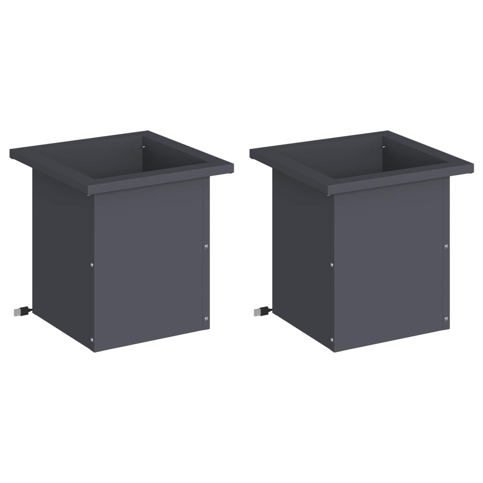 Plantenbak met led 2 st Antraciet 30 x 30 x 30 cm Staal image 4