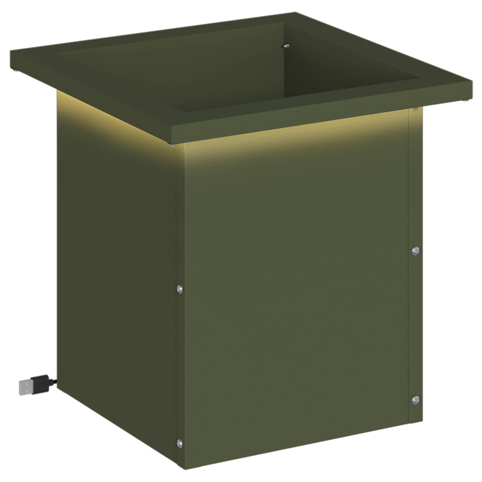 Plantenbak met led Olijfgroen 30 x 30 x 30 cm Staal image 2