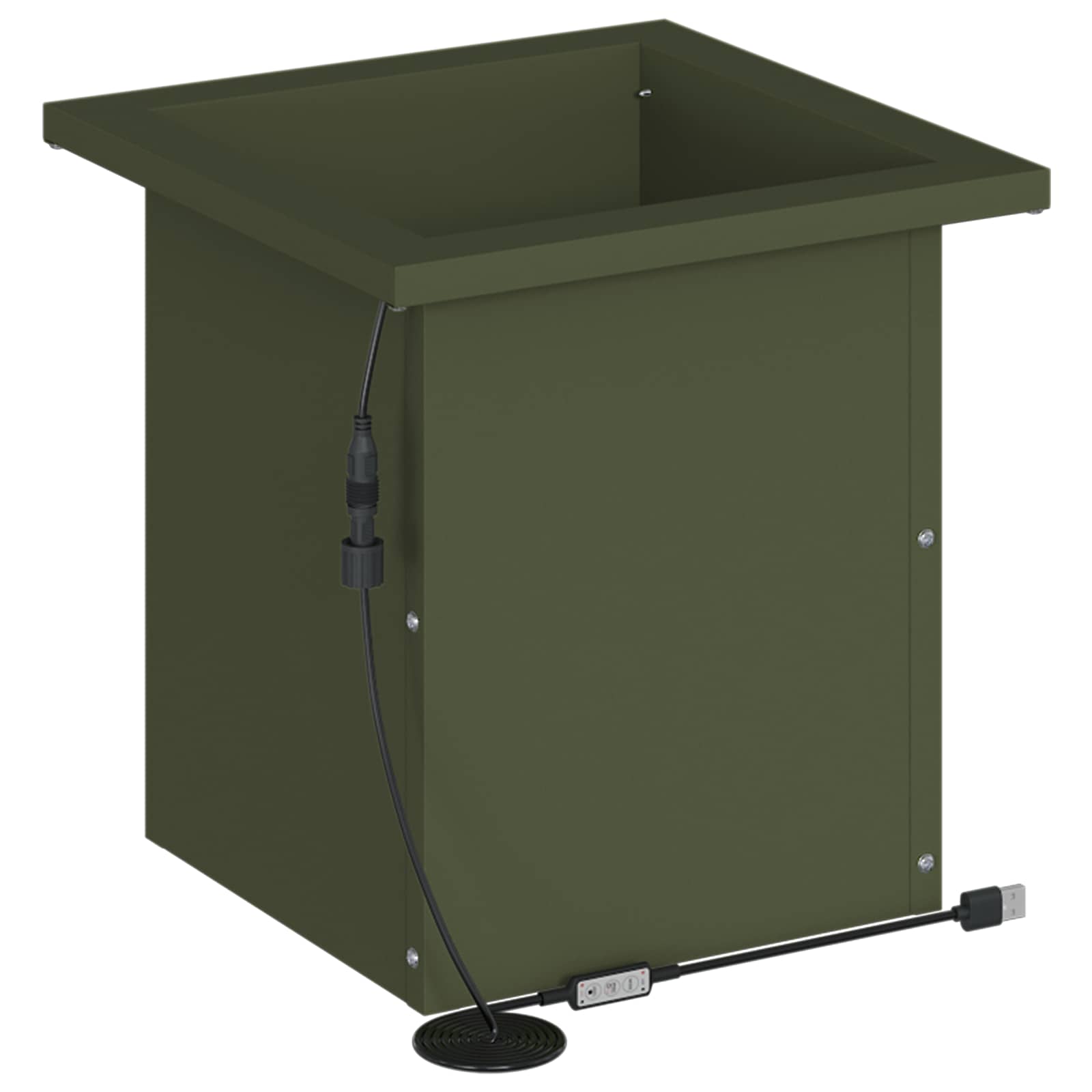 Plantenbak met led Olijfgroen 30 x 30 x 30 cm Staal image 6