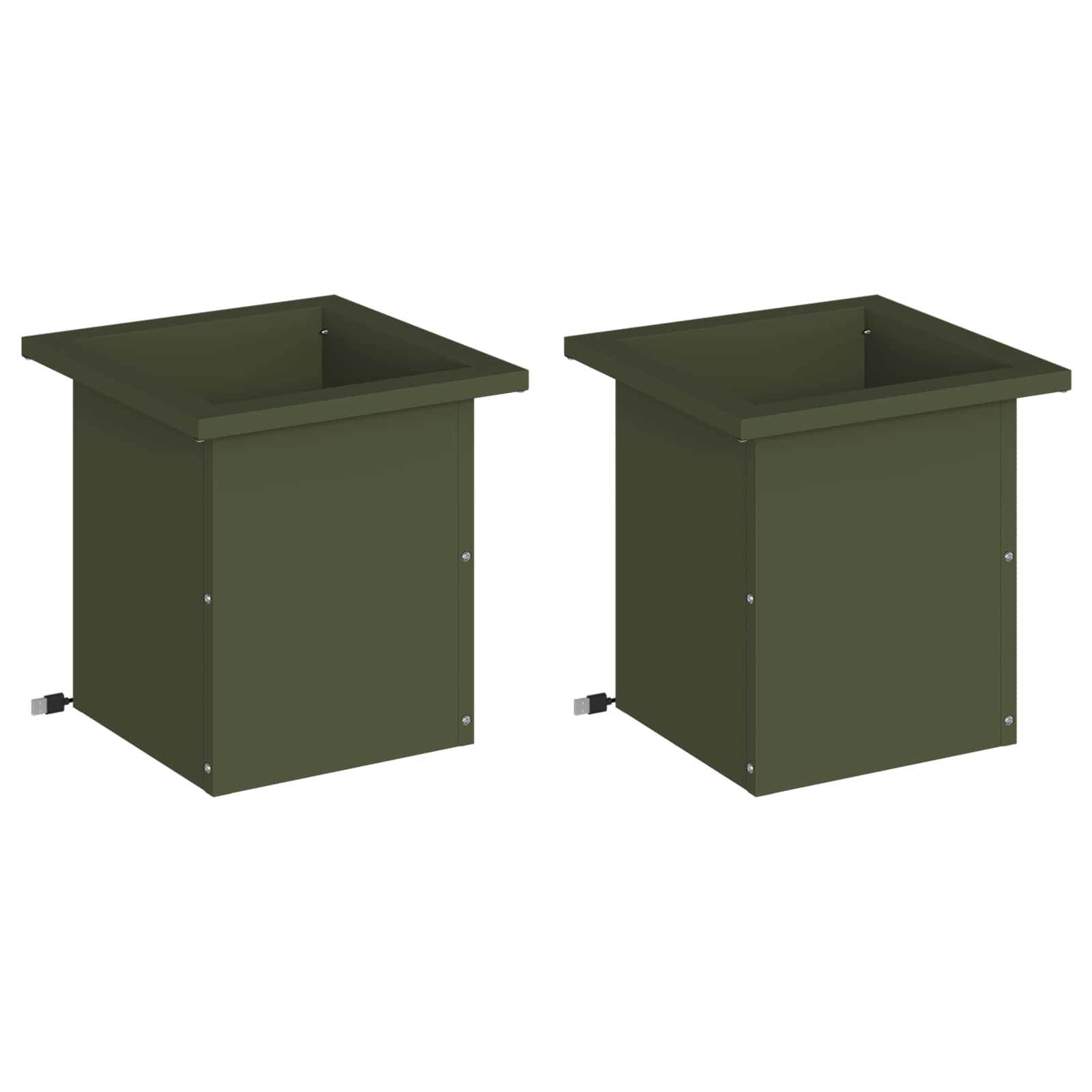 Plantenbak met led 2 st Olijfgroen 30 x 30 x 30 cm Staal image 4