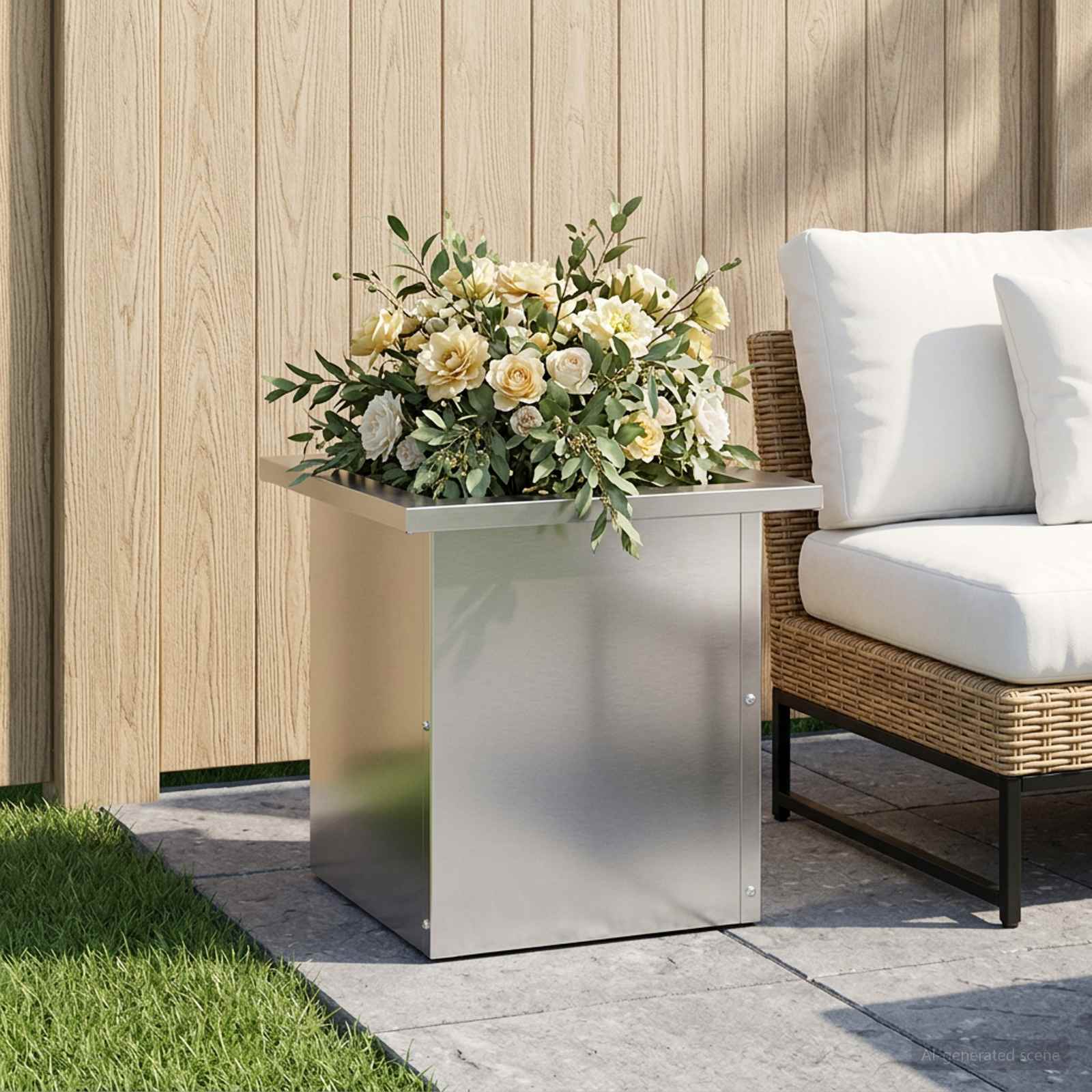 Plantenbak met led zilver 30 x 30 x 30 cm Gegalvaniseerd staal image 1