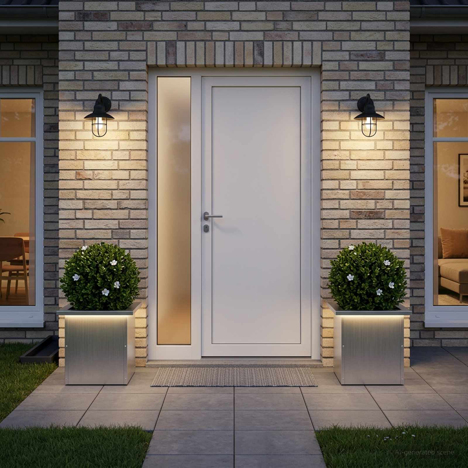 Plantenbak met led 2 st zilver 30 x 30 x 30 cm image 1