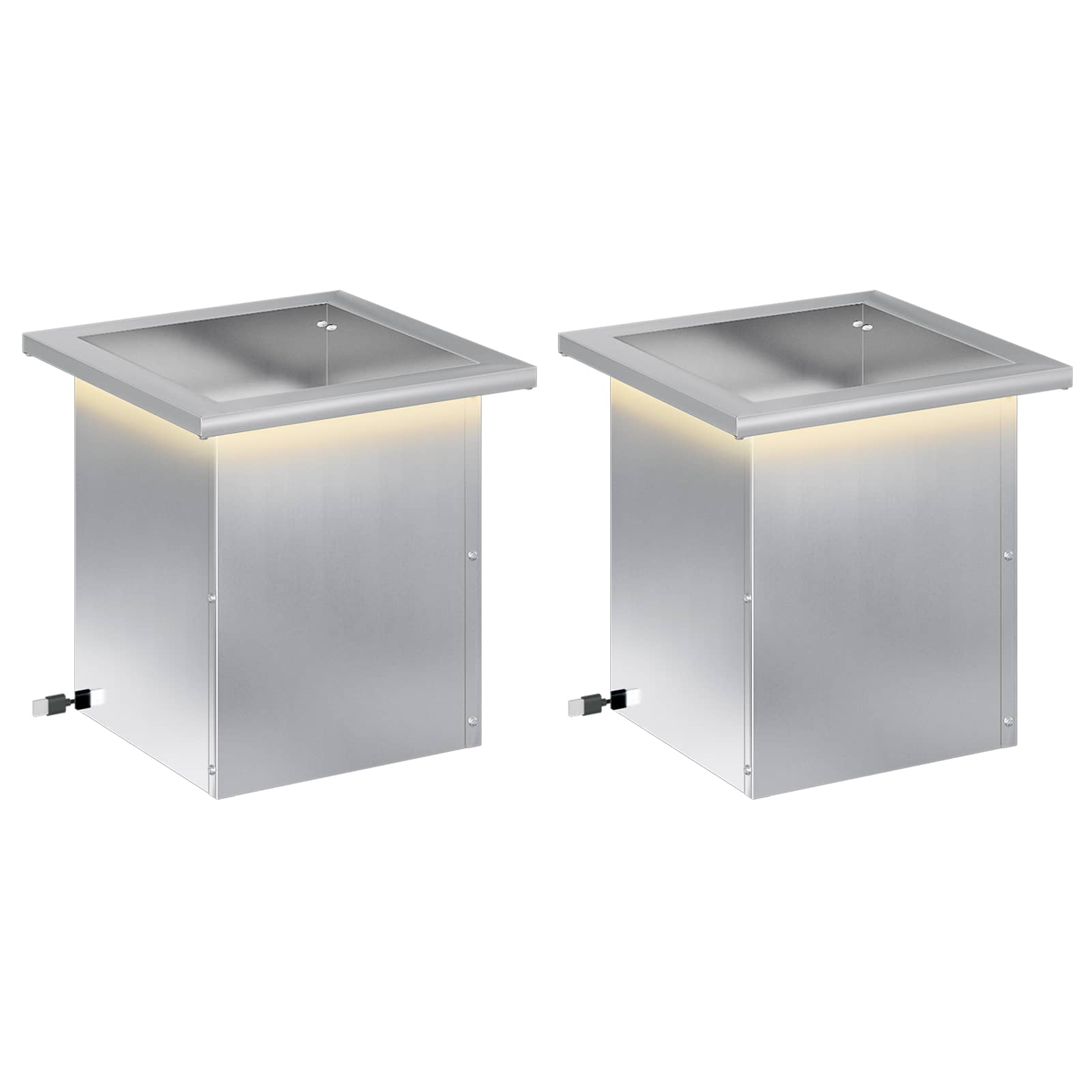 Plantenbak met led 2 st zilver 30 x 30 x 30 cm image 2