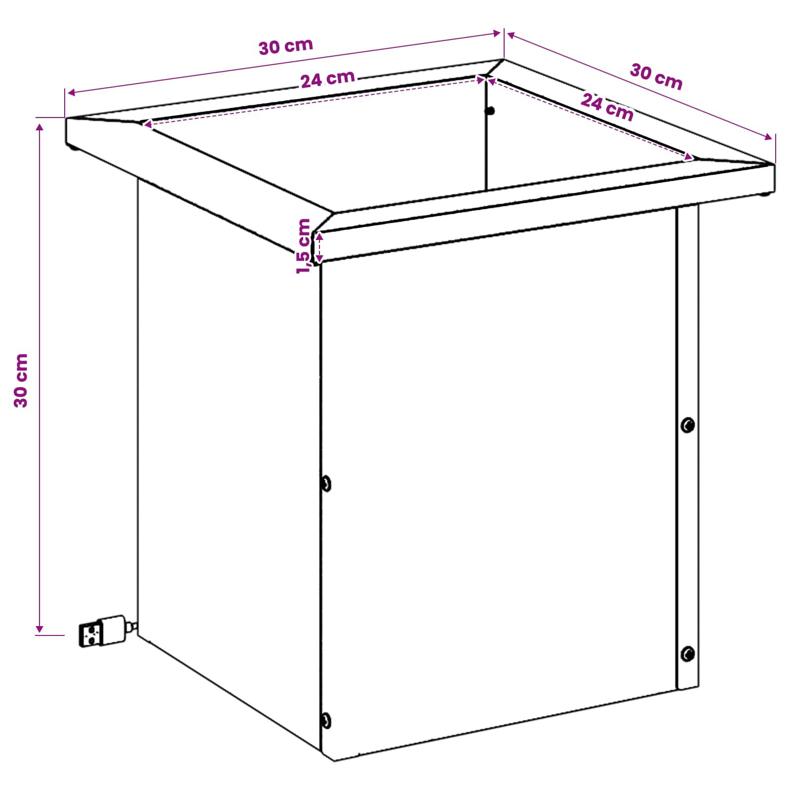 Plantenbak met led 2 st zilver 30 x 30 x 30 cm image 12