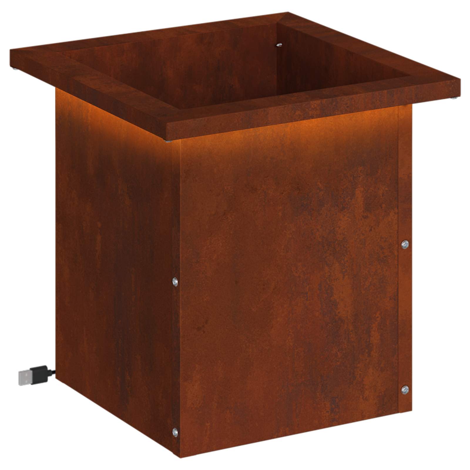 Plantenbak met led Roestkleurig 30 x 30 x 30 cm weervast staal image 2