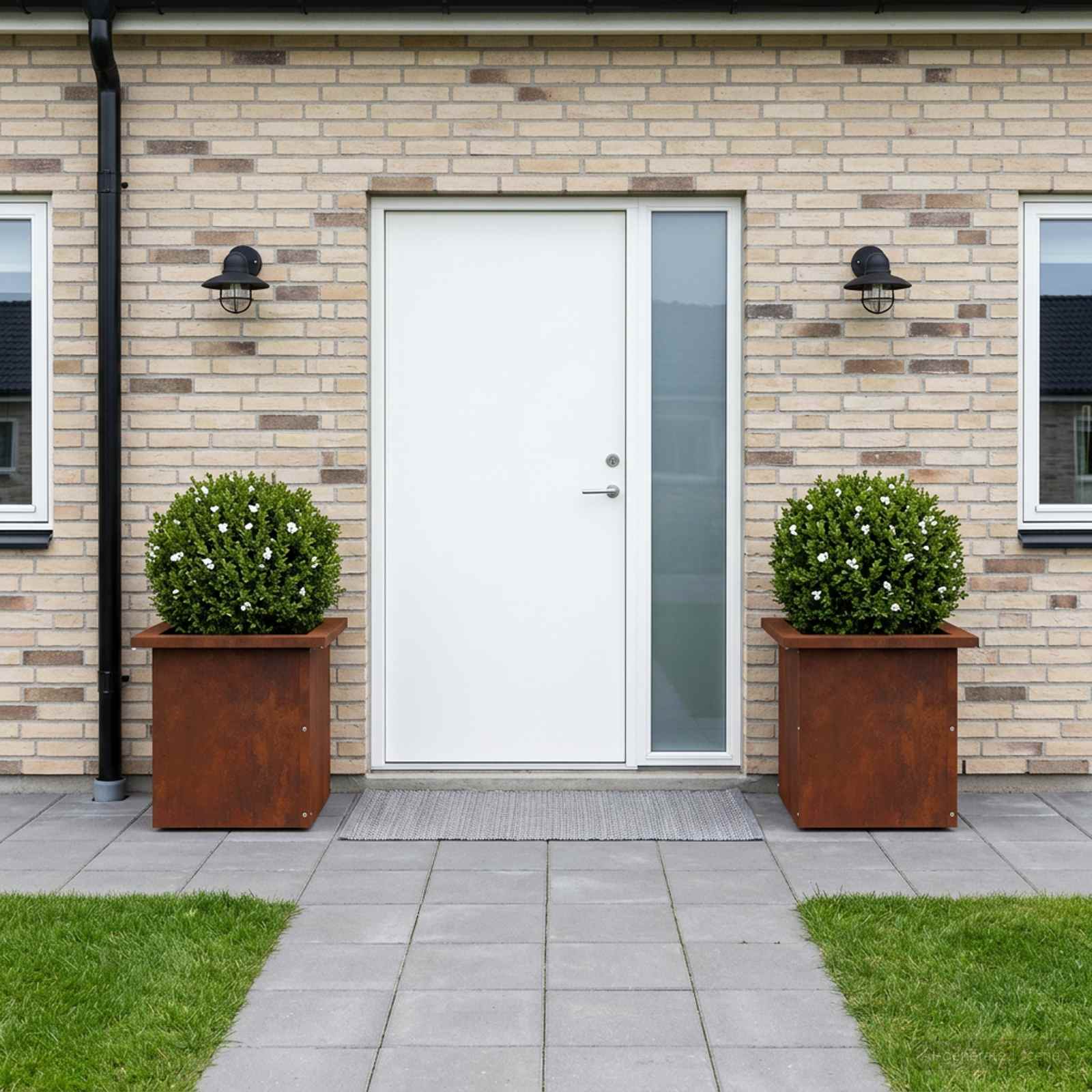 Plantenbak met led 2 st Roestkleurig 30 x 30 x 30 cm image 1