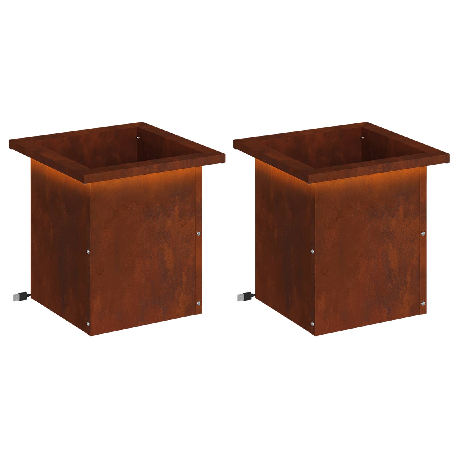 Plantenbak met led 2 st Roestkleurig 30 x 30 x 30 cm image 2
