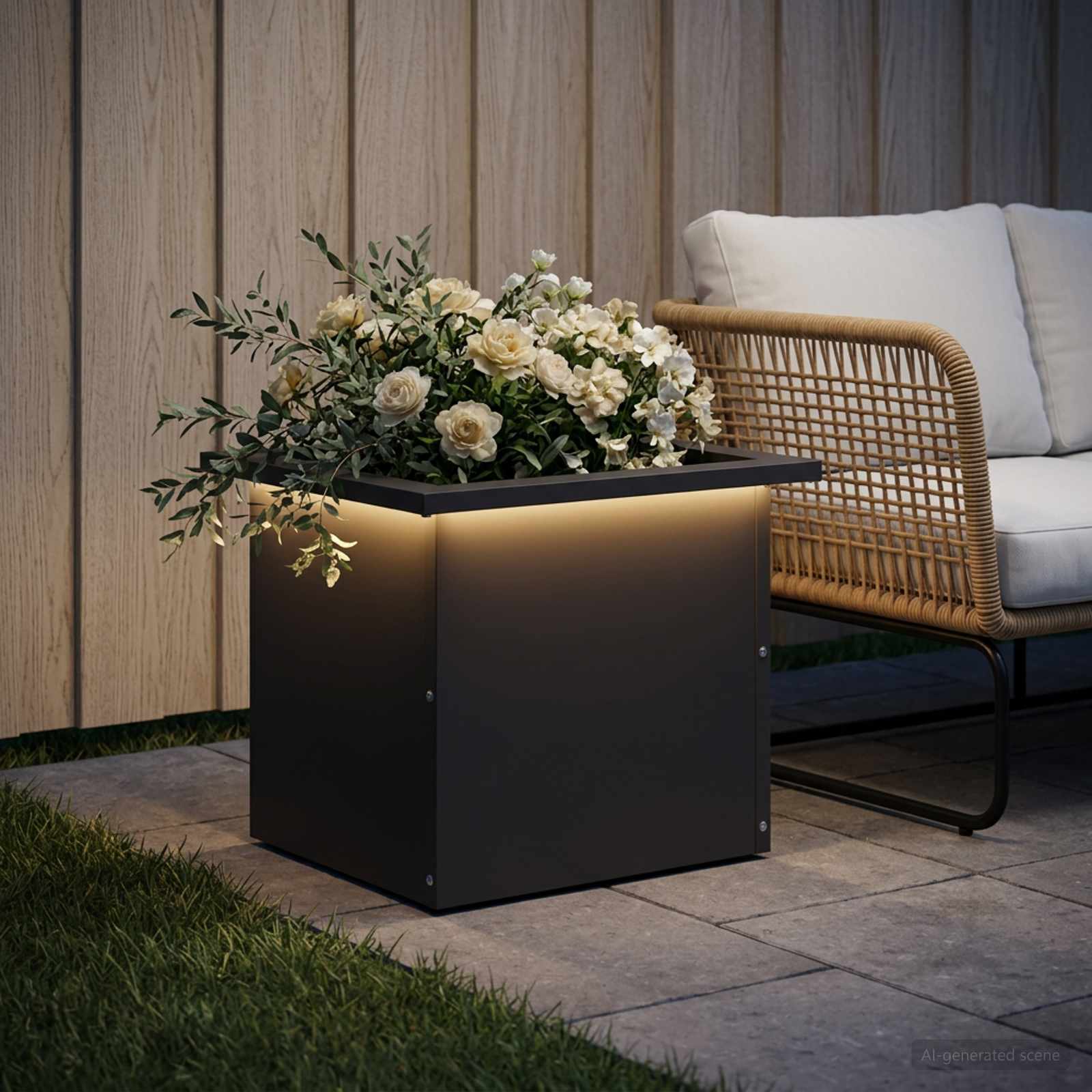 Plantenbak met led Zwart 30 x 40 x 30 cm Staal image 3