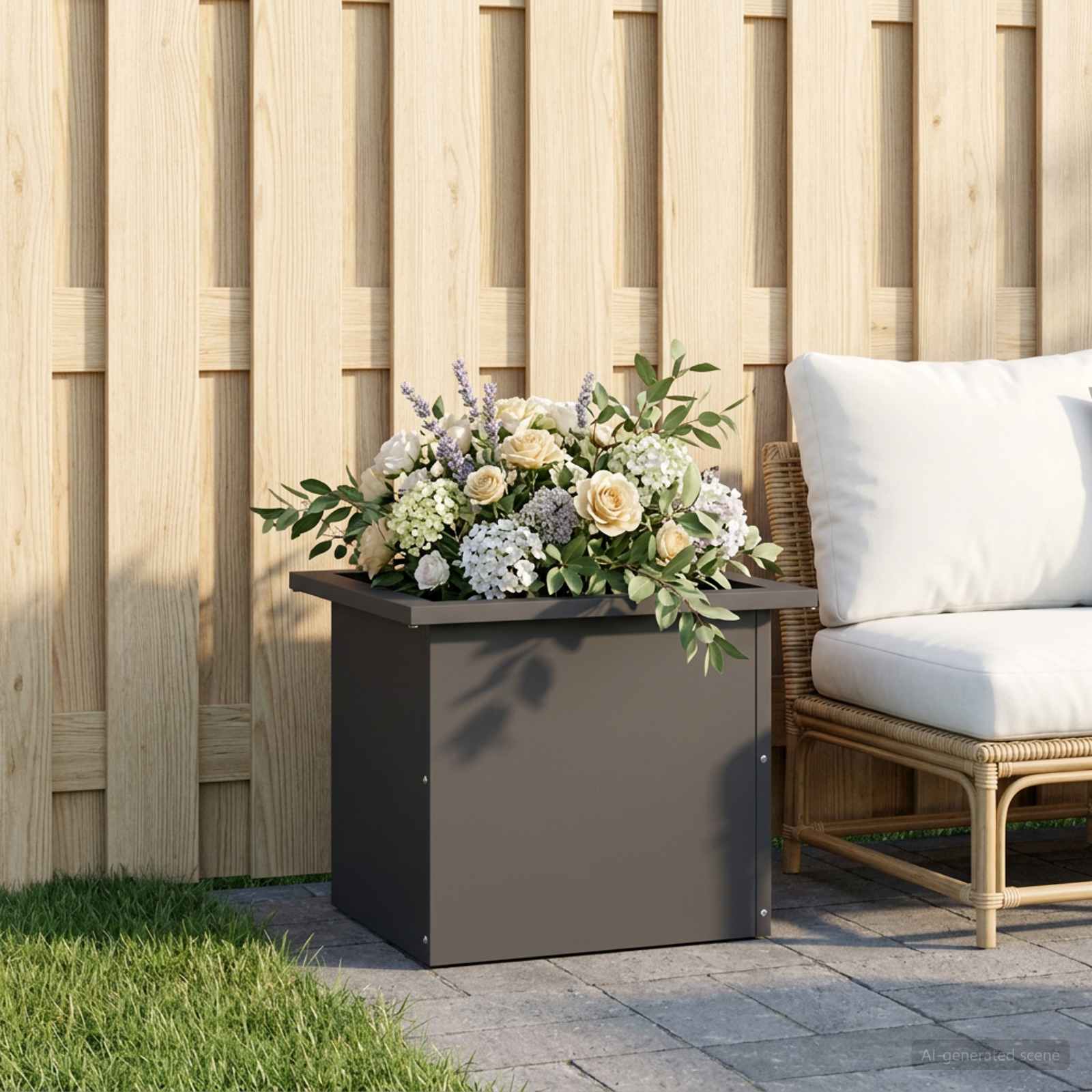 vidaXL Plantekasse med LED Sort 30 x 40 x 30 cm Stål