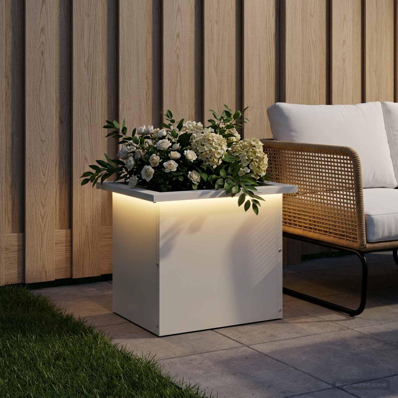 Plantenbak met led Wit 30 x 40 x 30 cm Staal image 3