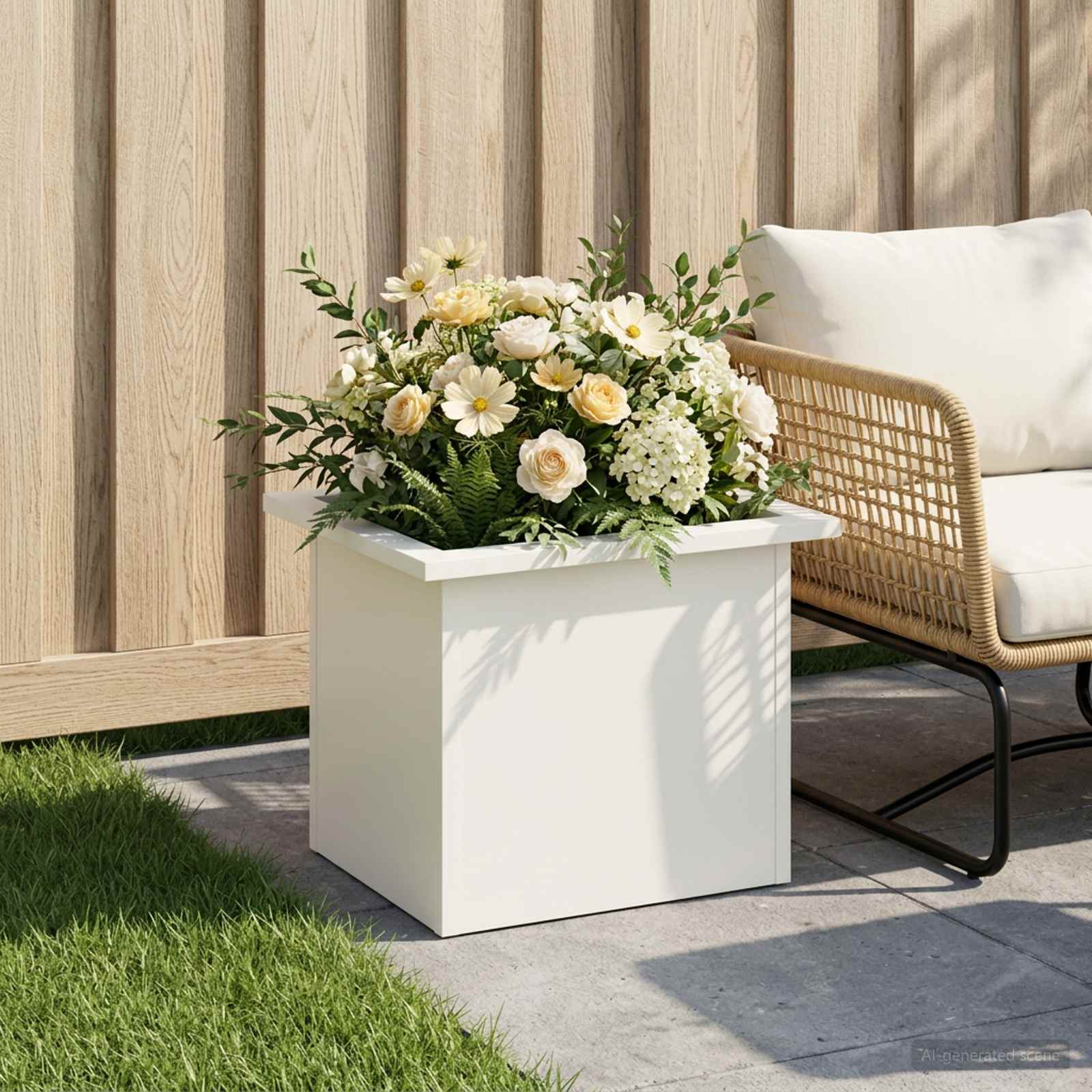 Plantenbak met led Wit 30 x 40 x 30 cm Staal image 1