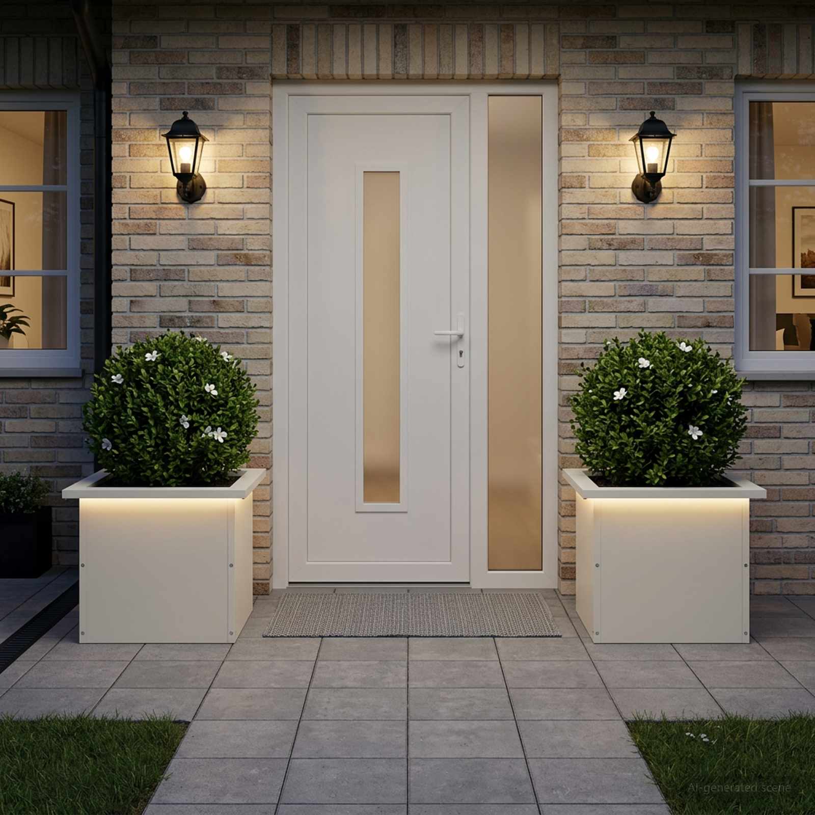 Plantenbak met led 2 st Wit 30 x 40 x 30 cm Staal image 3