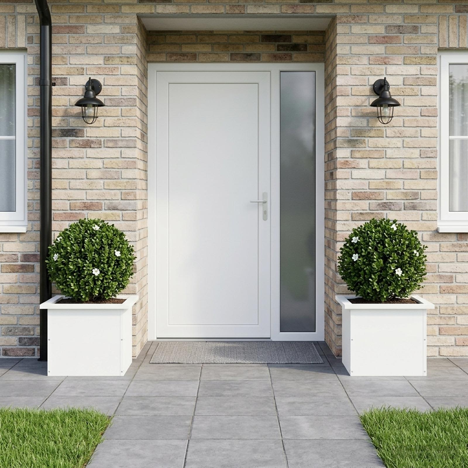 Plantenbak met led 2 st Wit 30 x 40 x 30 cm Staal image 1