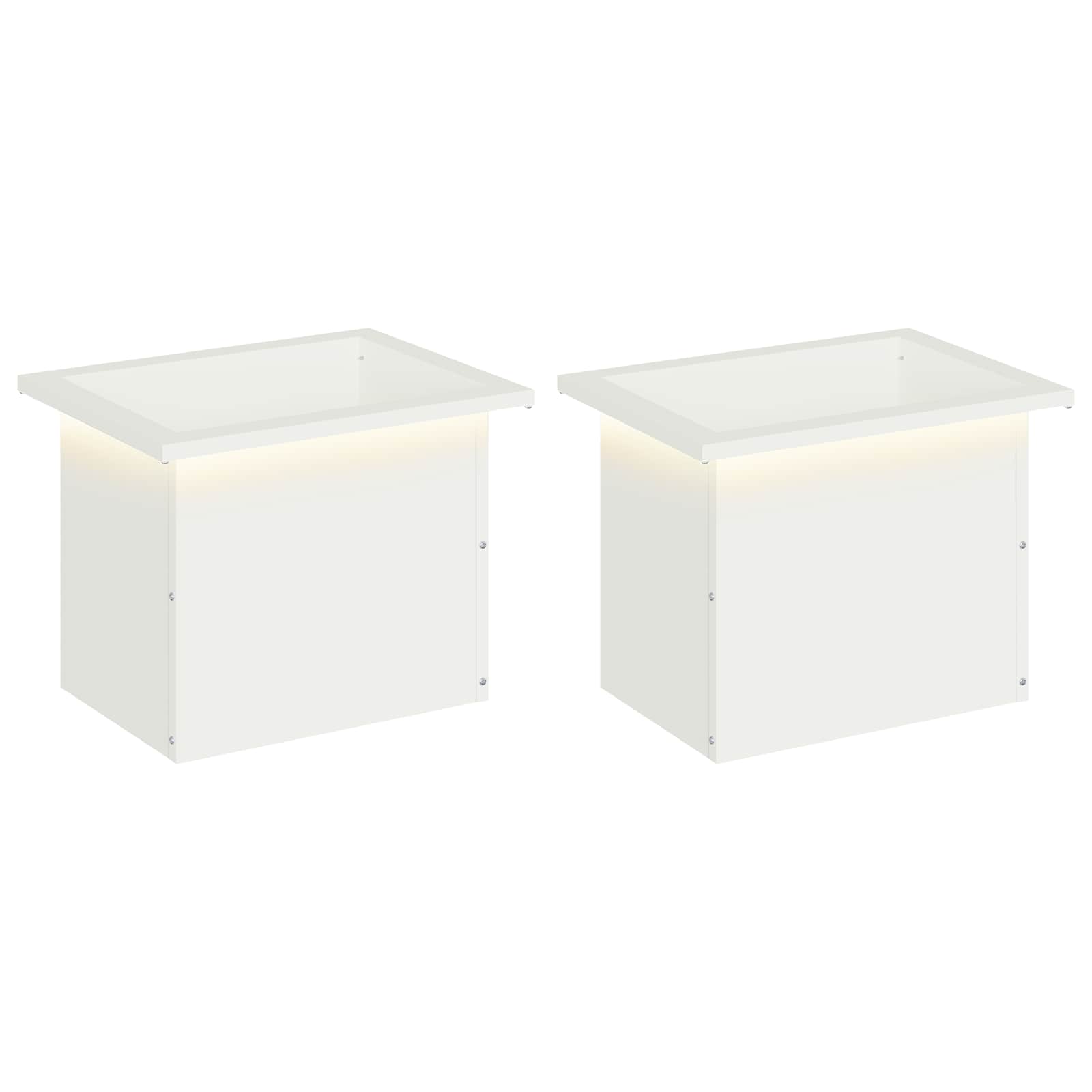 Plantenbak met led 2 st Wit 30 x 40 x 30 cm Staal image 2