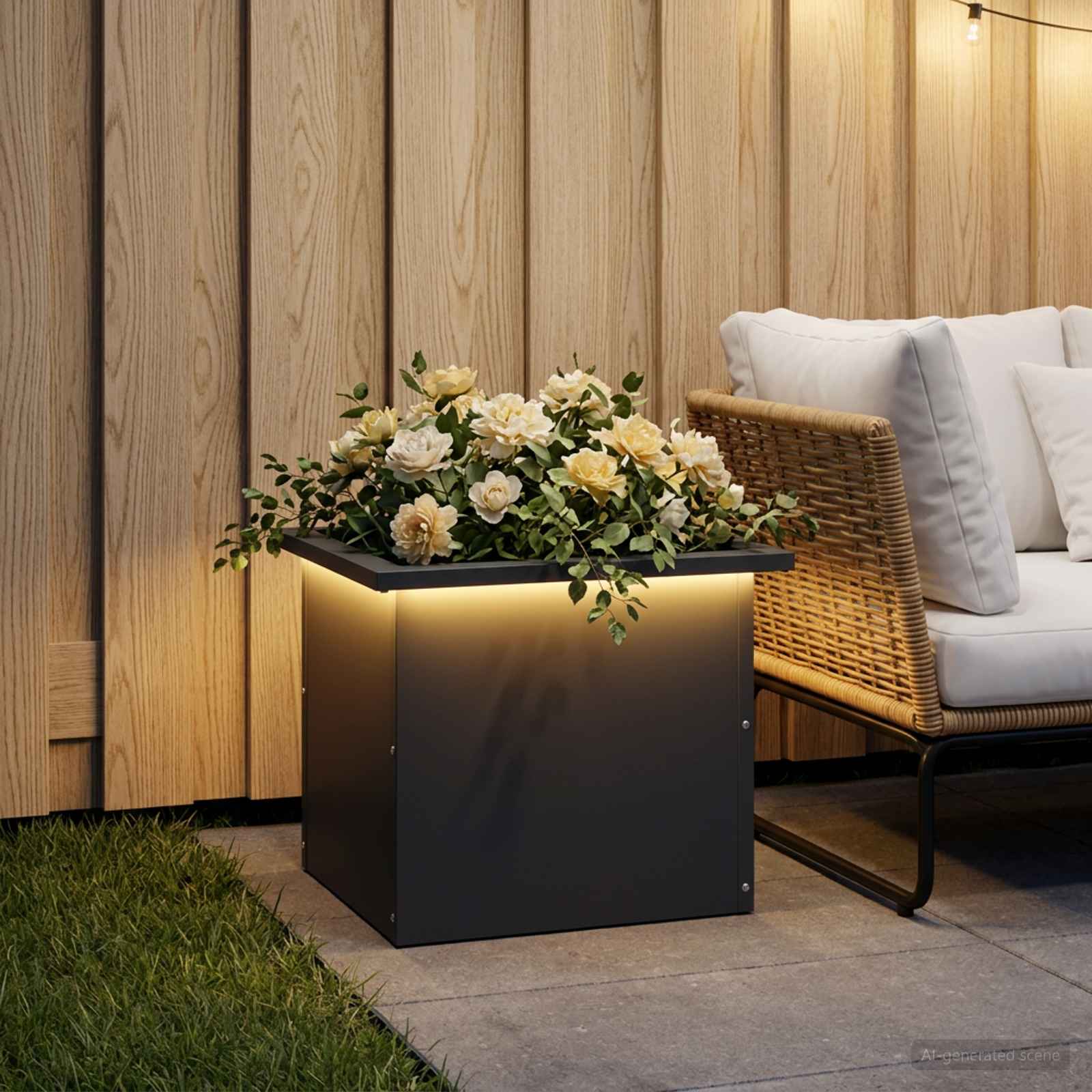 Plantenbak met led Antraciet 30 x 40 x 30 cm Staal image 3