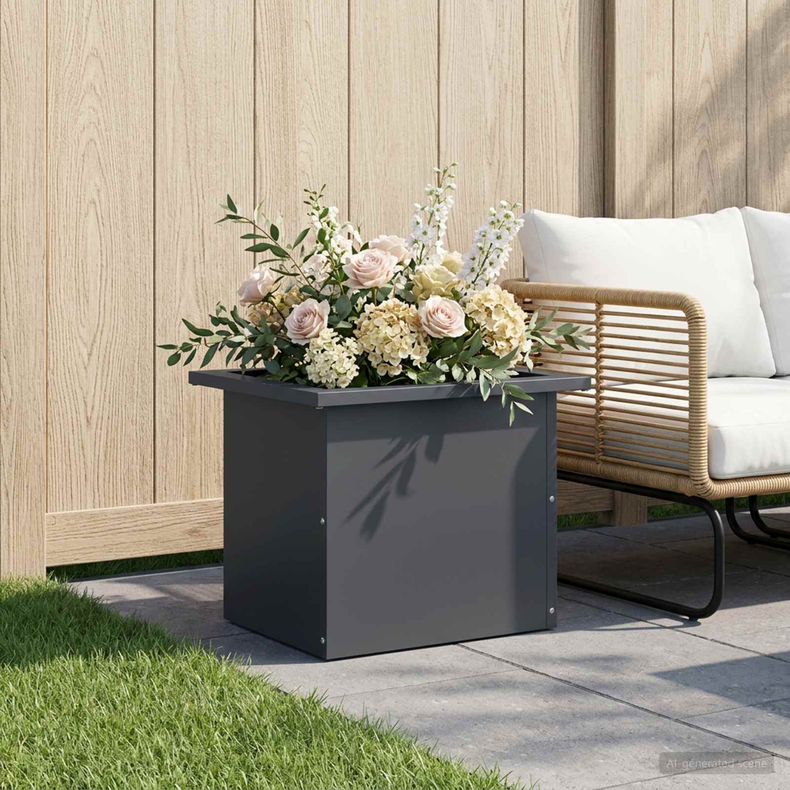 Plantenbak met led Antraciet 30 x 40 x 30 cm Staal image 1