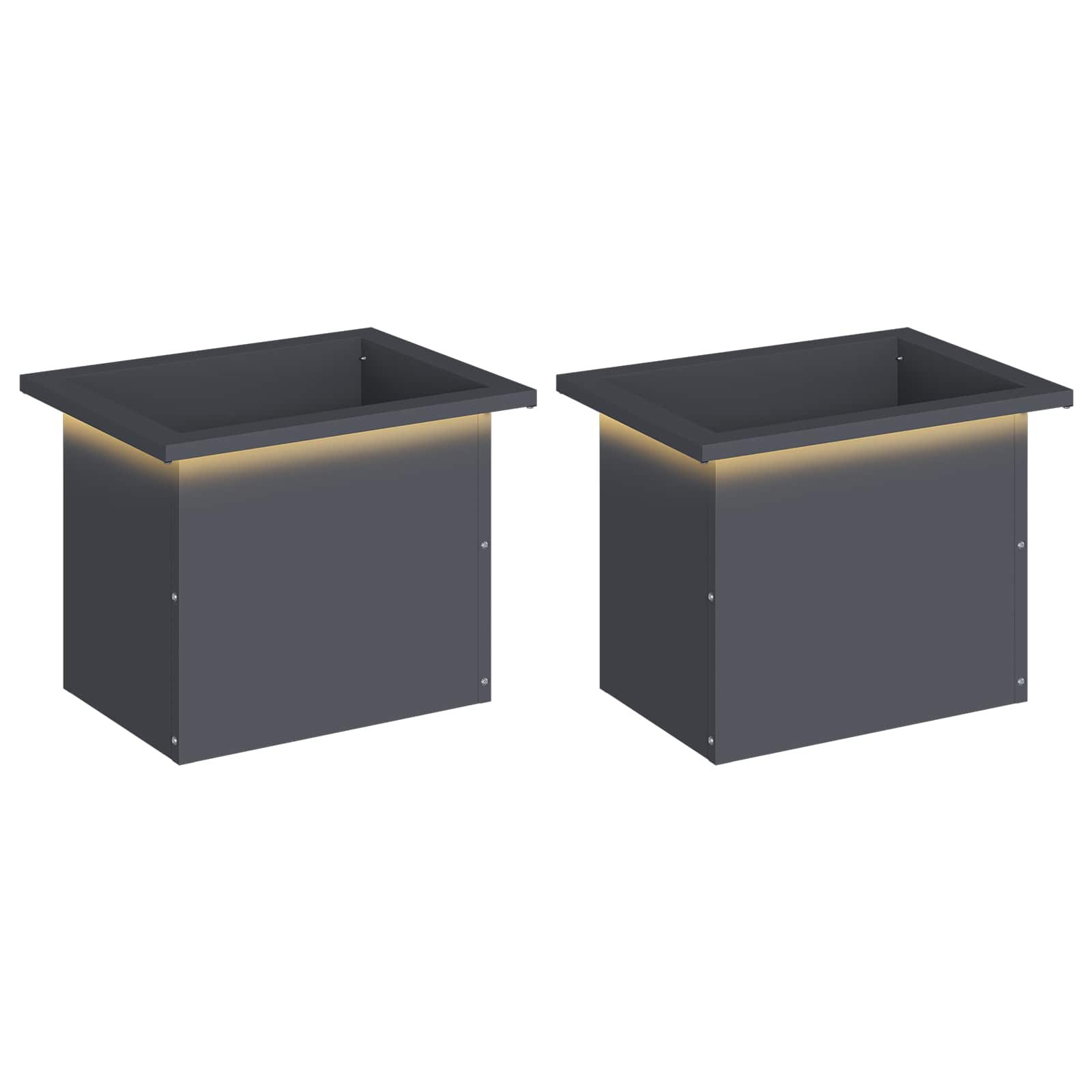 Plantenbak met led 2 st Antraciet 30 x 40 x 30 cm Staal image 2