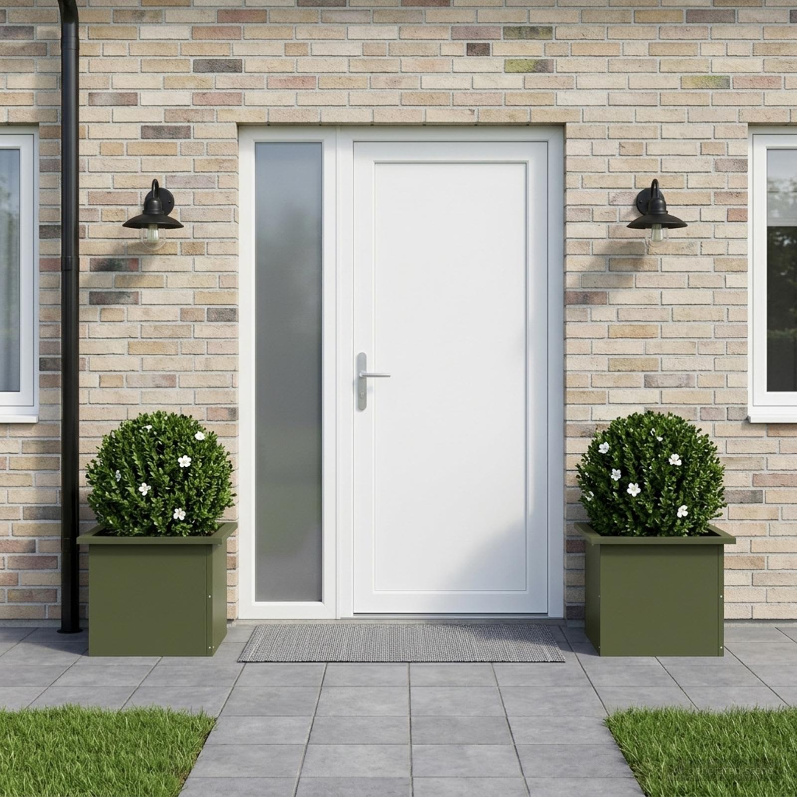 Plantenbak met led 2 st Olijfgroen 30 x 40 x 30 cm Staal image 3