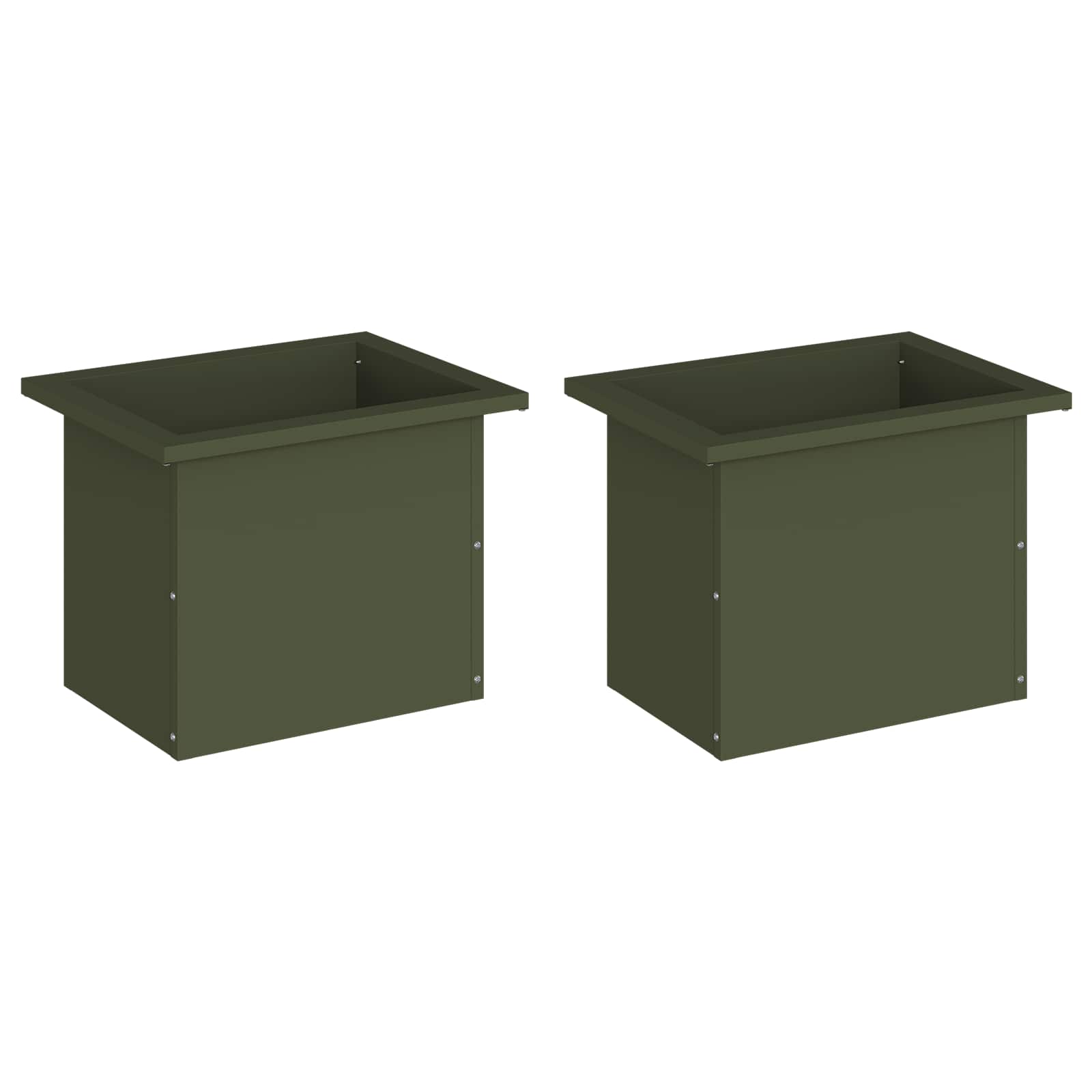 Plantenbak met led 2 st Olijfgroen 30 x 40 x 30 cm Staal image 4