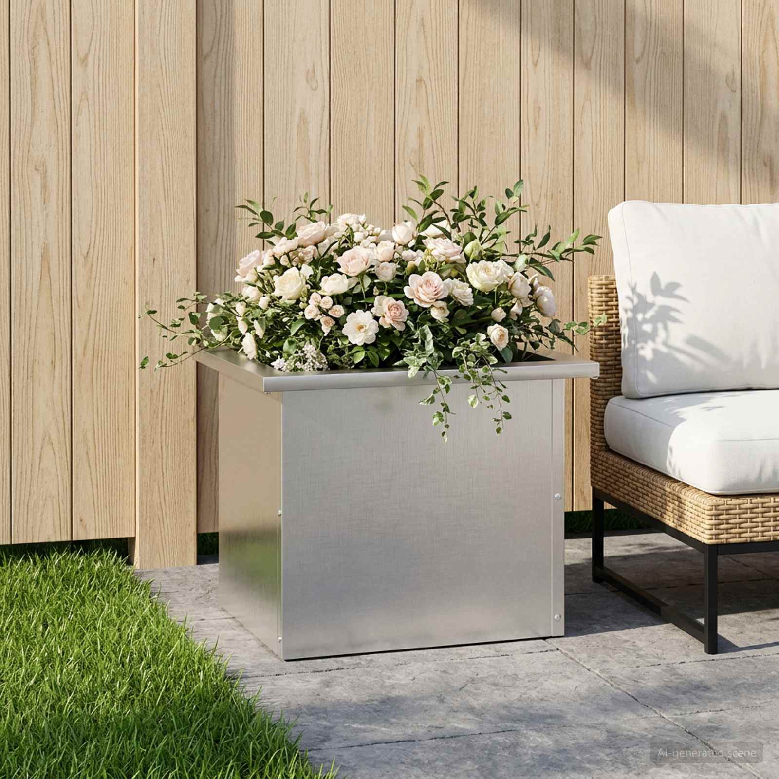 Plantenbak met led zilver 30 x 40 x 30 cm Roestvrij staal image 3