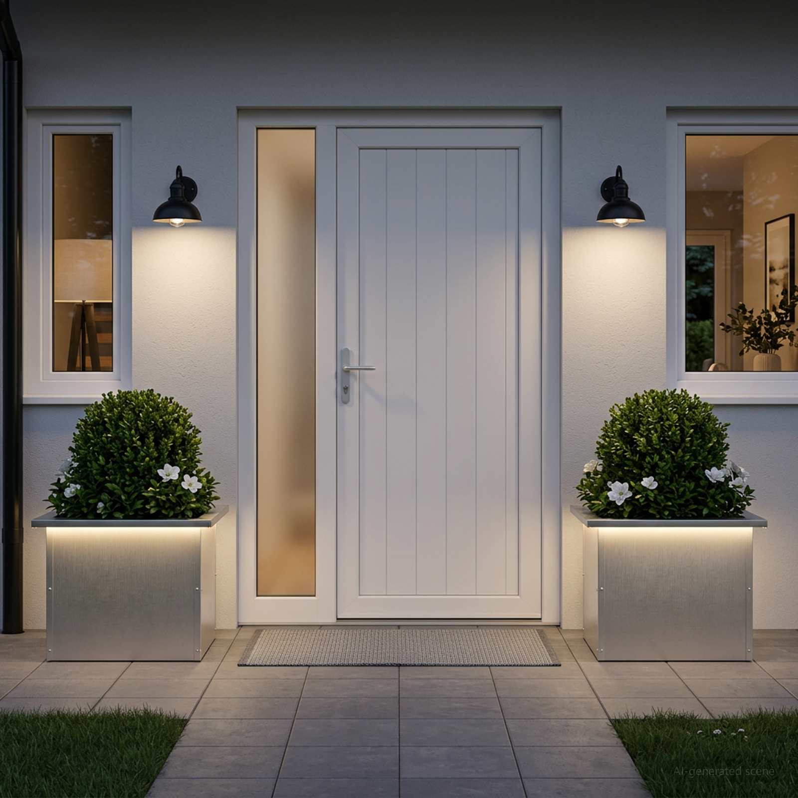 Plantenbak met led 2 st zilver 30 x 40 x 30 cm Roestvrij staal image 1