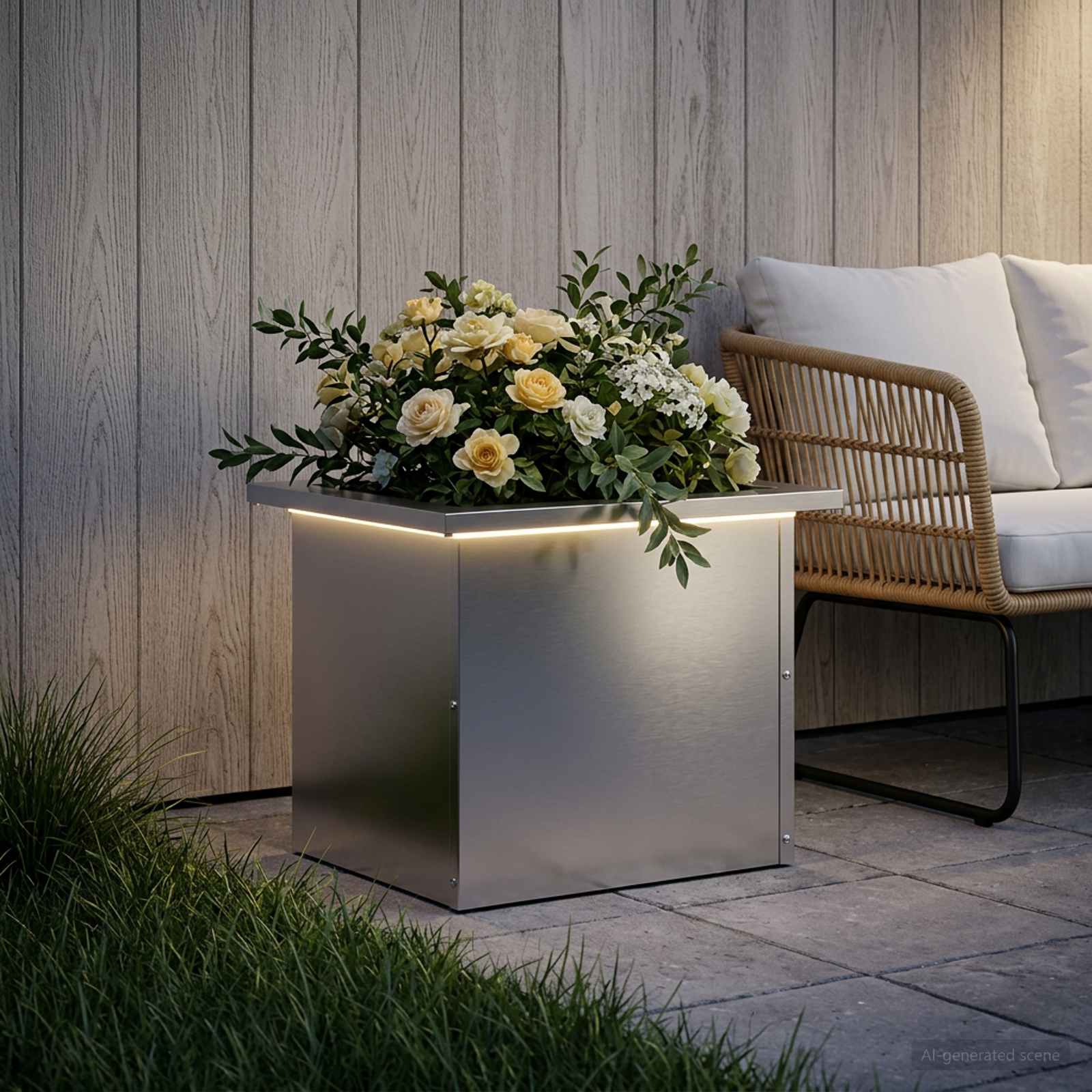 Plantenbak met led zilver 30 x 40 x 30 cm Gegalvaniseerd staal image 3