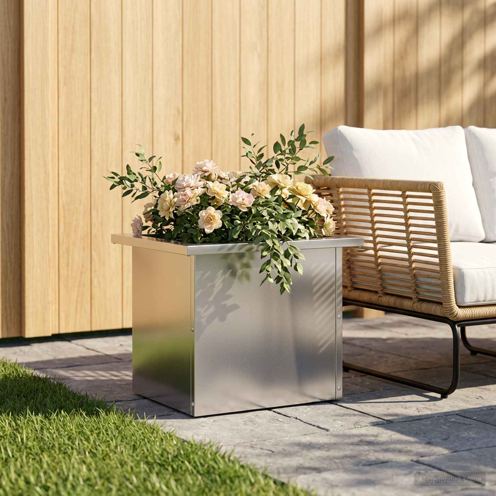 Plantenbak met led zilver 30 x 40 x 30 cm Gegalvaniseerd staal image 1
