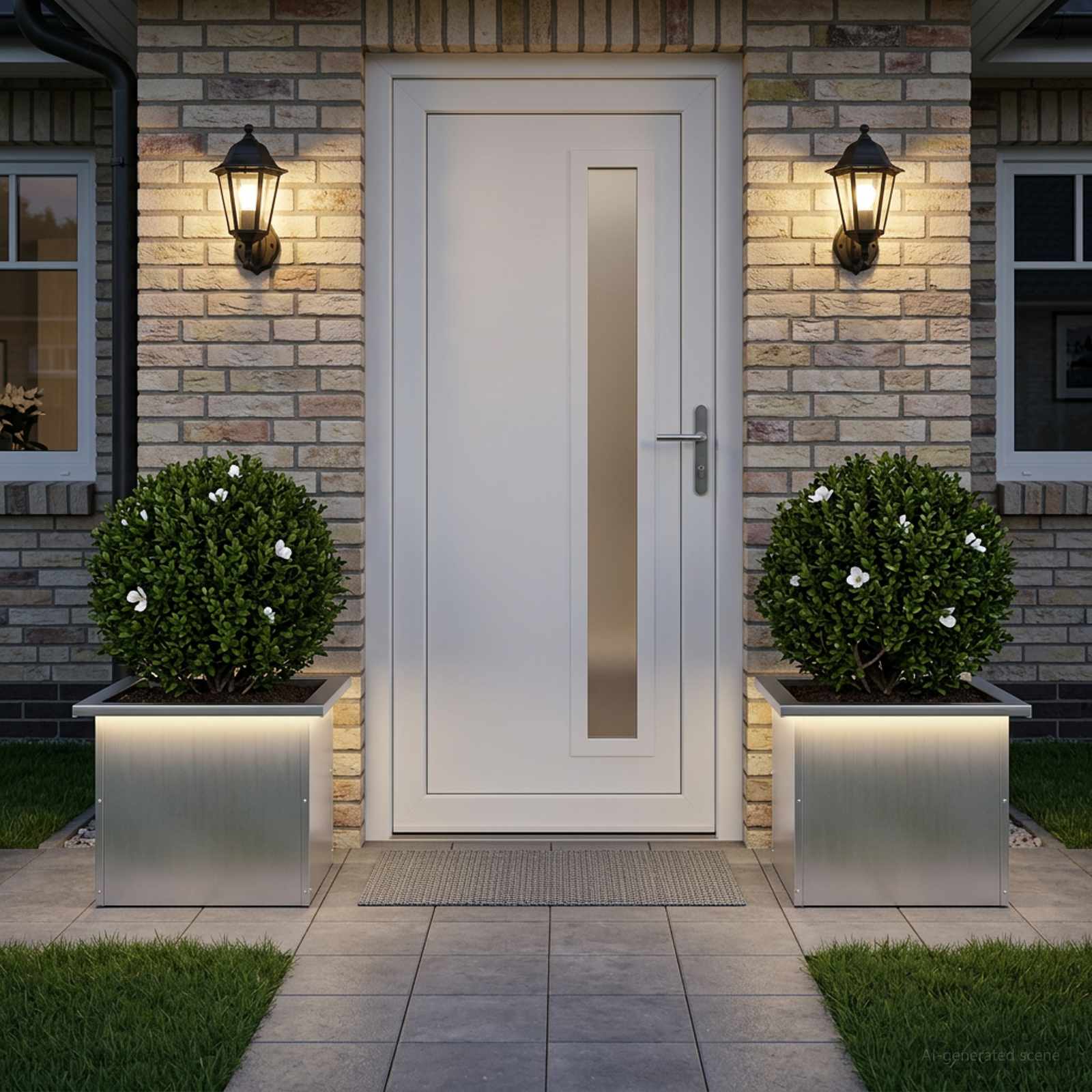 Plantenbak met led 2 st zilver 30 x 40 x 30 cm image 3