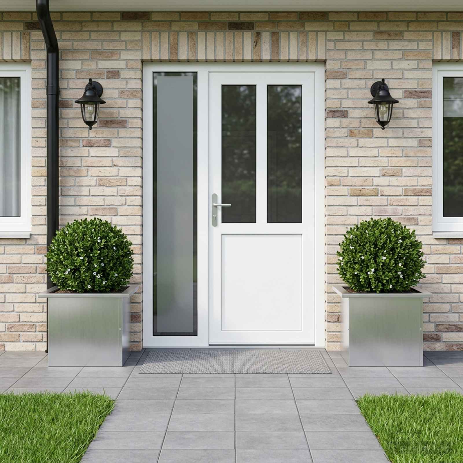 Plantenbak met led 2 st zilver 30 x 40 x 30 cm image 1