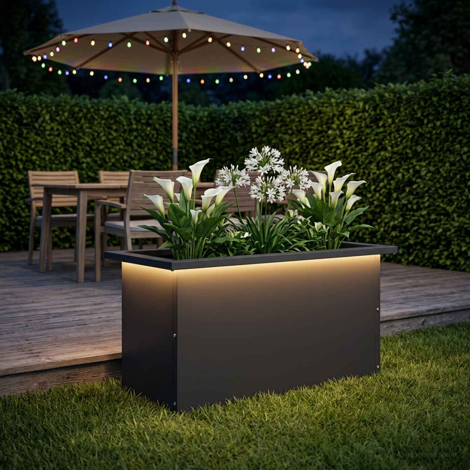 Plantenbak met led Zwart 30 x 60 x 30 cm Staal image 1