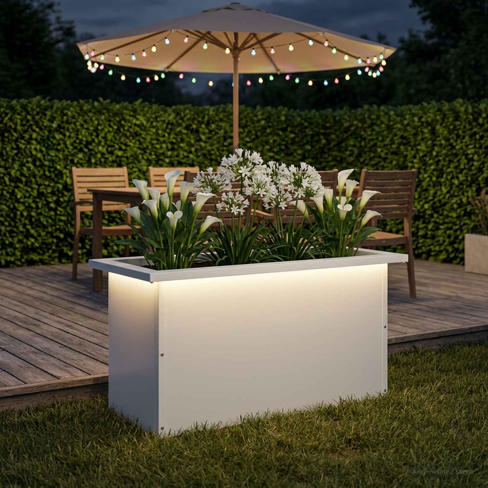 Plantenbak met led Wit 30 x 60 x 30 cm Staal image 1