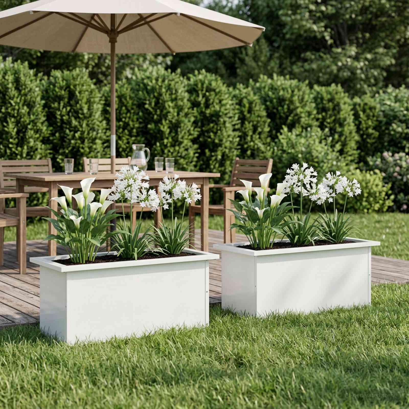 Plantenbak met led 2 st Wit 30 x 60 x 30 cm Staal image 3