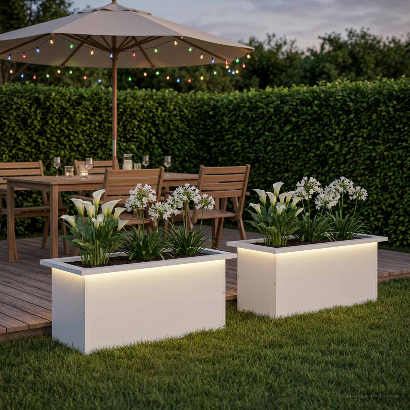 Plantenbak met led 2 st Wit 30 x 60 x 30 cm Staal image 1