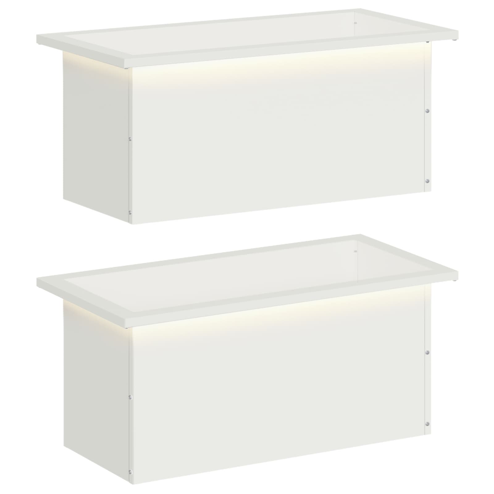 Plantenbak met led 2 st Wit 30 x 60 x 30 cm Staal image 2