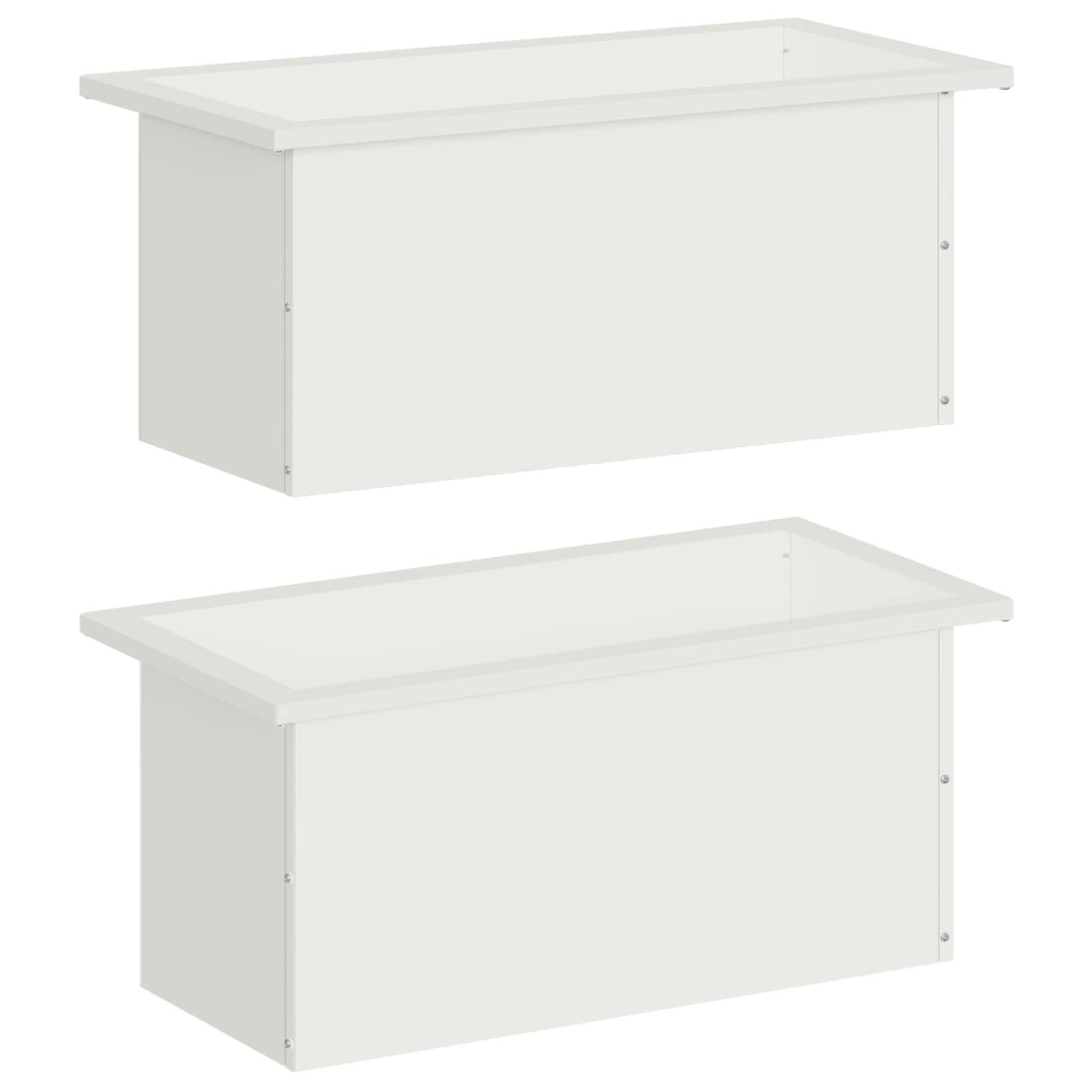 Plantenbak met led 2 st Wit 30 x 60 x 30 cm Staal image 4