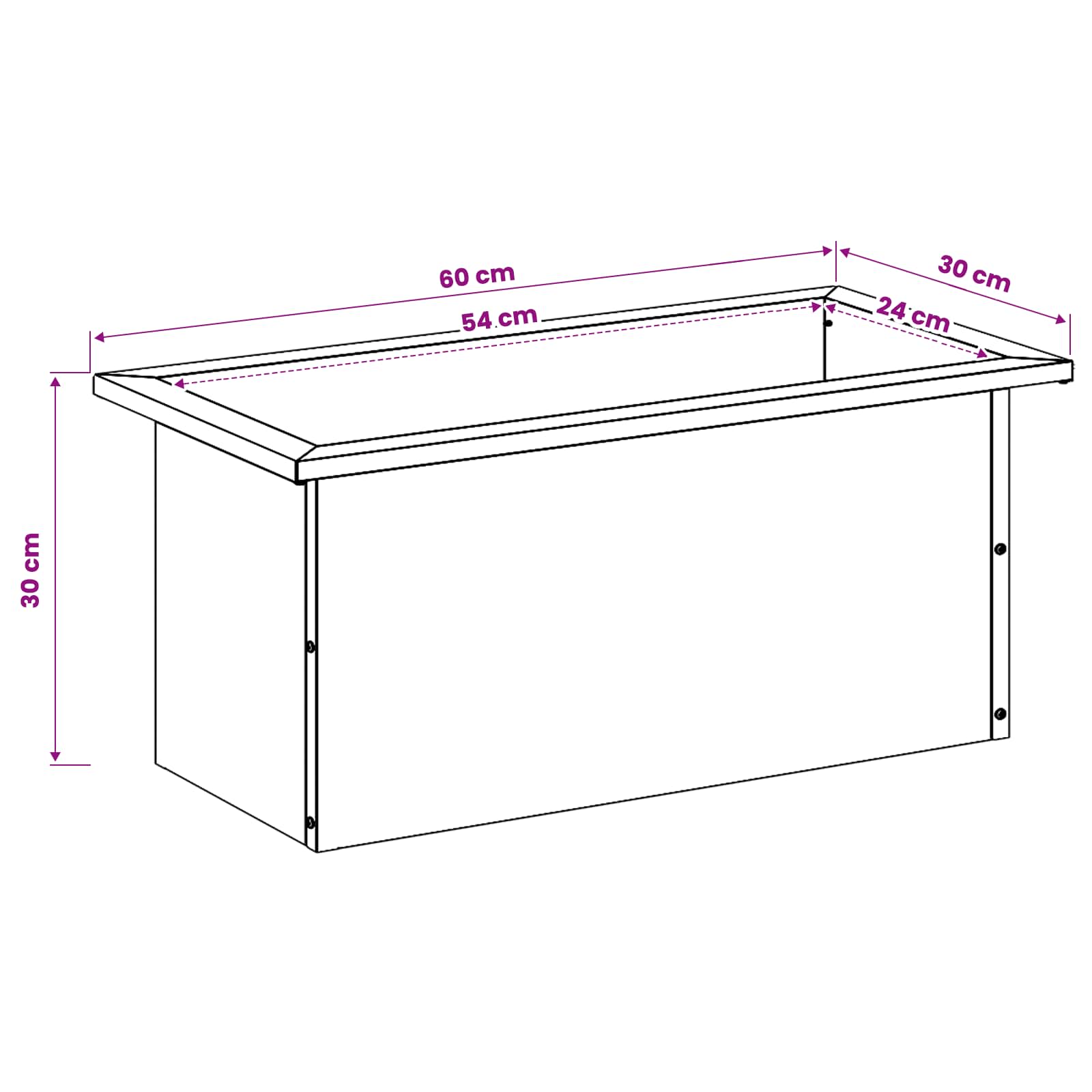 Plantenbak met led 2 st Wit 30 x 60 x 30 cm Staal image 13
