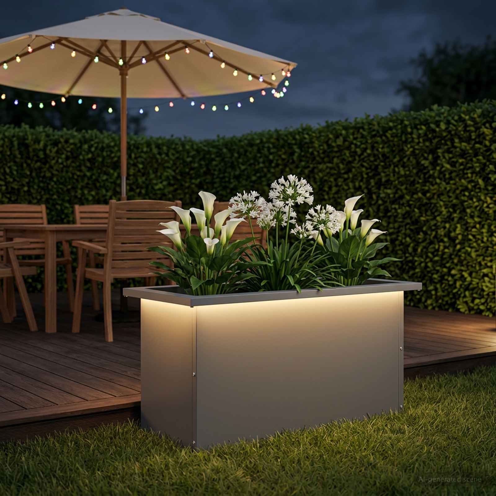 Plantenbak met led Antraciet 30 x 60 x 30 cm Staal image 1